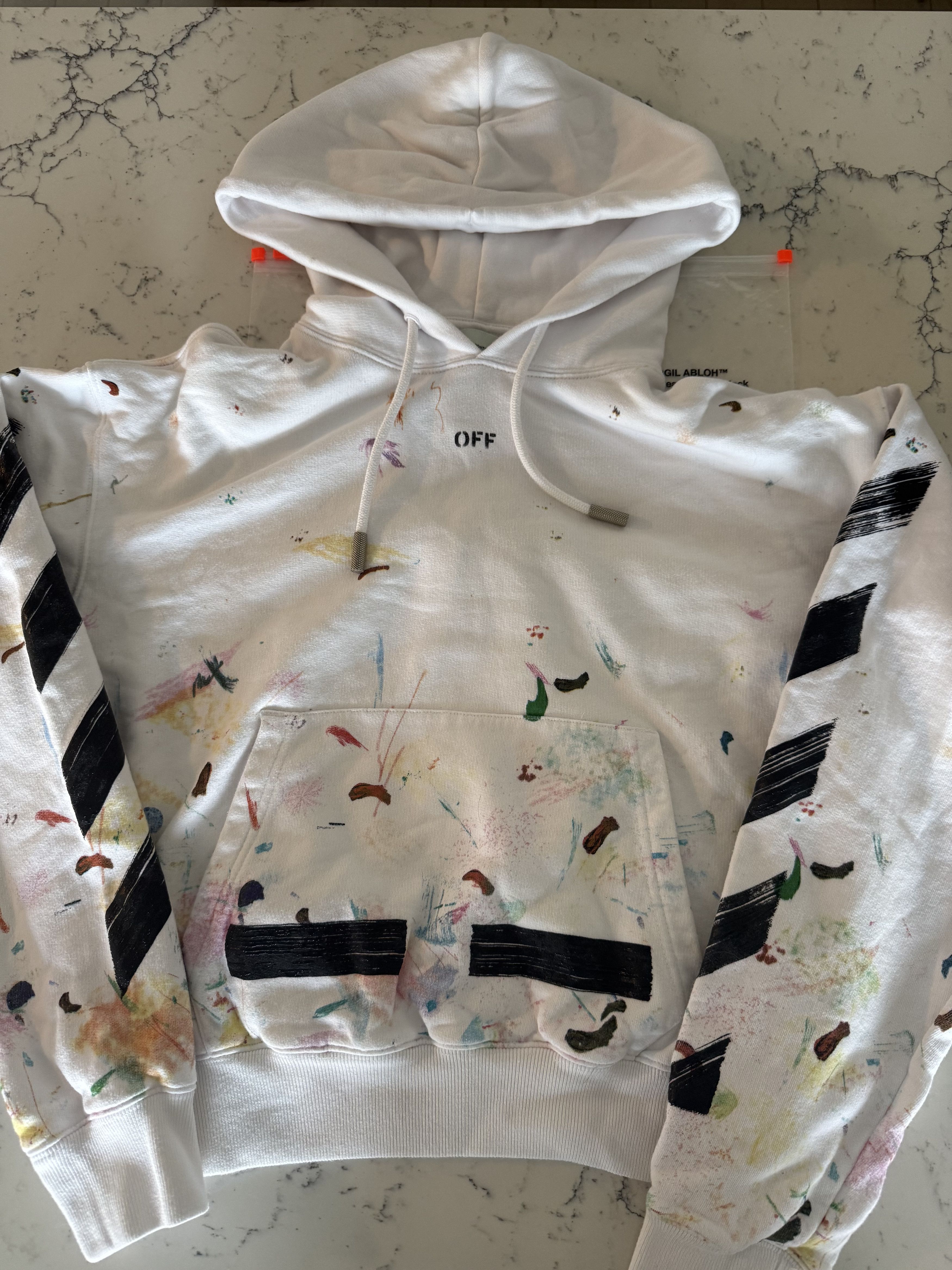 Off-White White Paint Splatter Hoodie Size XS / US 0-2 / IT 36-38 - 5 Thumbnail