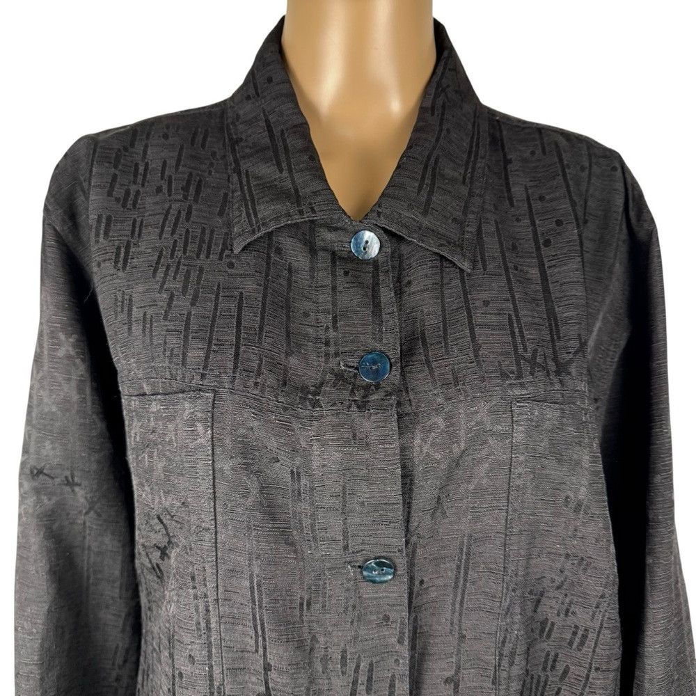 Chicos Chico's Black Silk Linen Jacket Shirt Size 3 US XL Size XL / US 12-14 / IT 48-50 - 2 Thumbnail