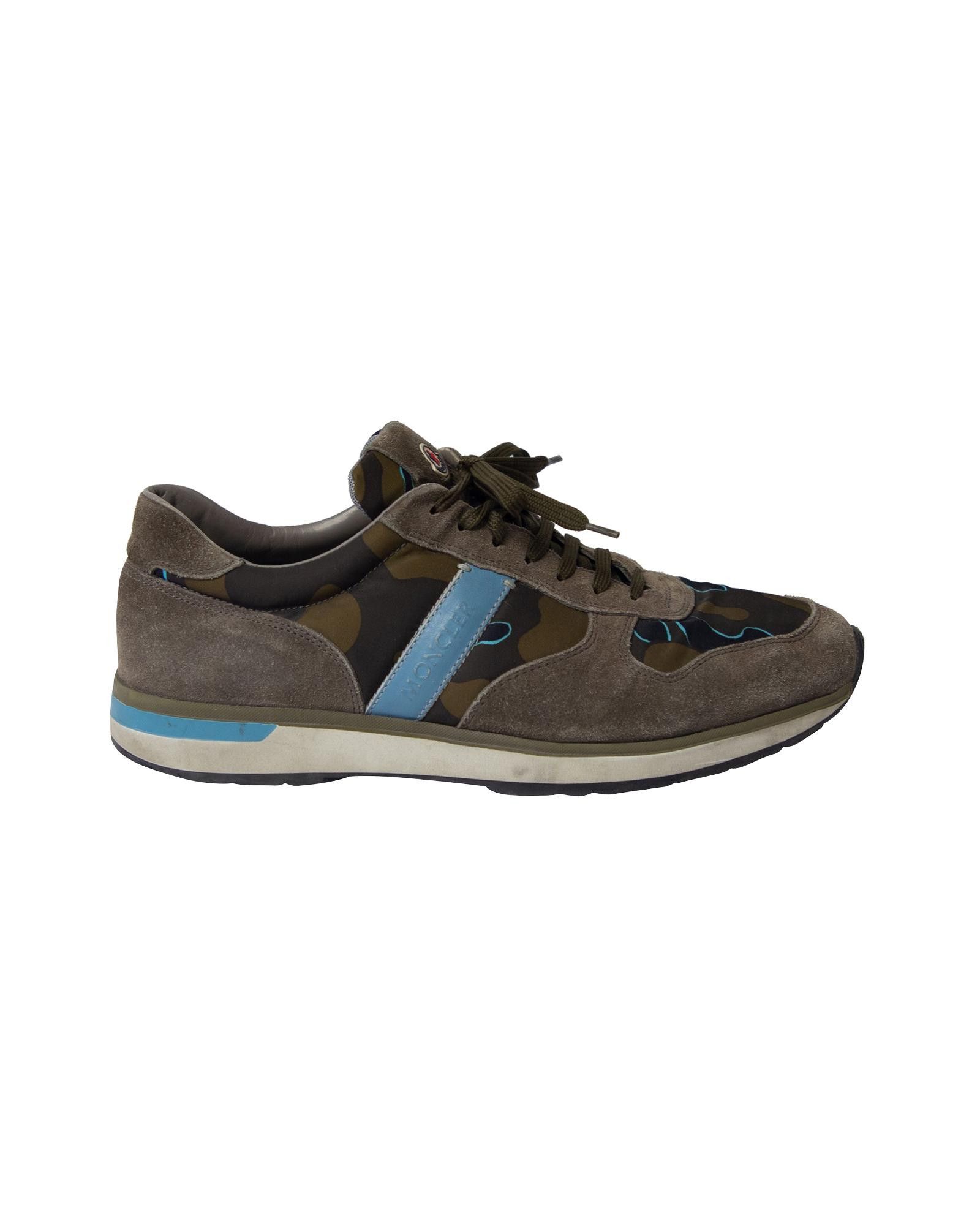 image of Moncler Refined Multicolor Suede Sneakers With Iconic Logo, Men's (Size 6)