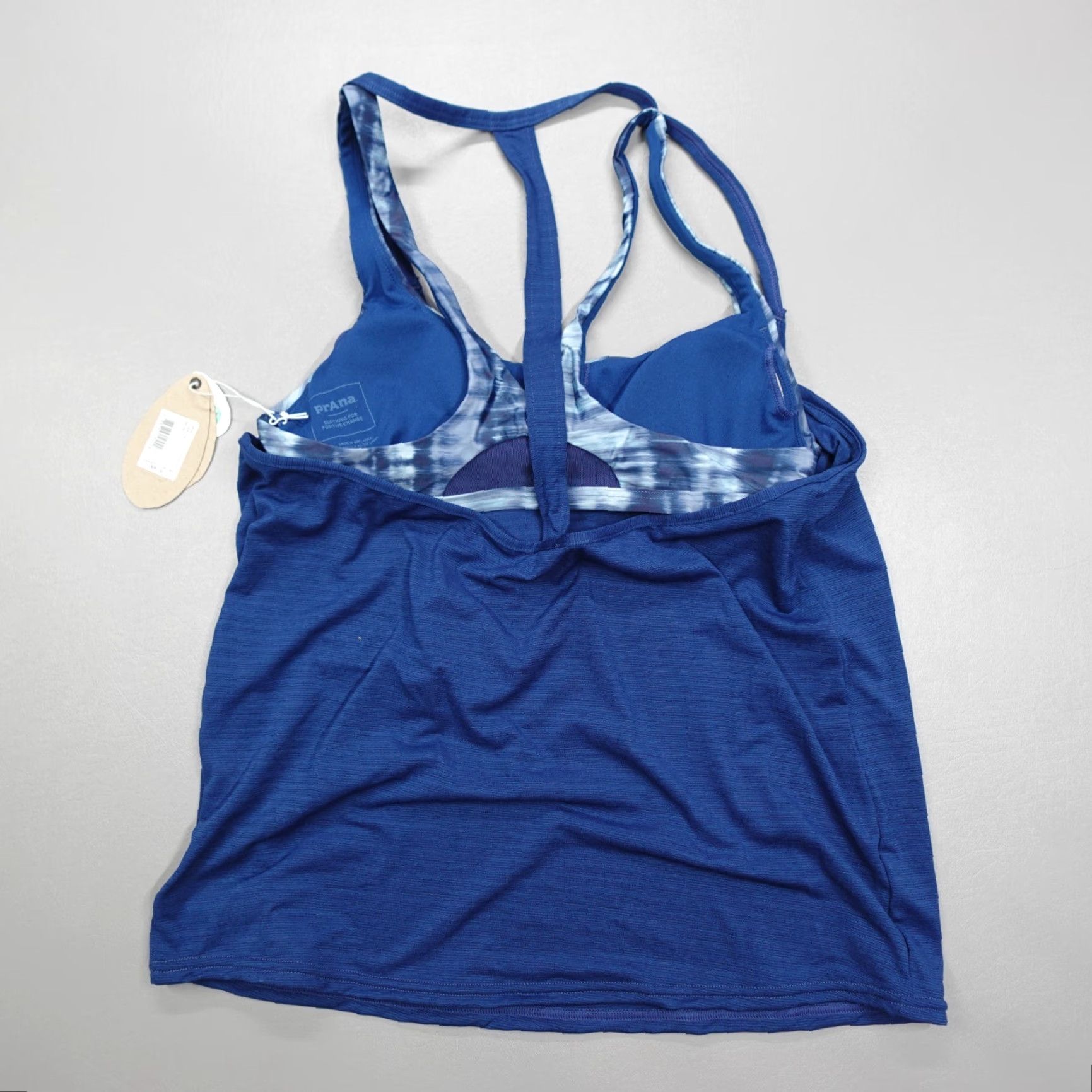 Prana prAna Ainsley Tankini Belize Blue Women's XS Tankini Solid Nylon Spandex Adjustable Removable Pads 1964801 Size ONE SIZE - 7 Thumbnail