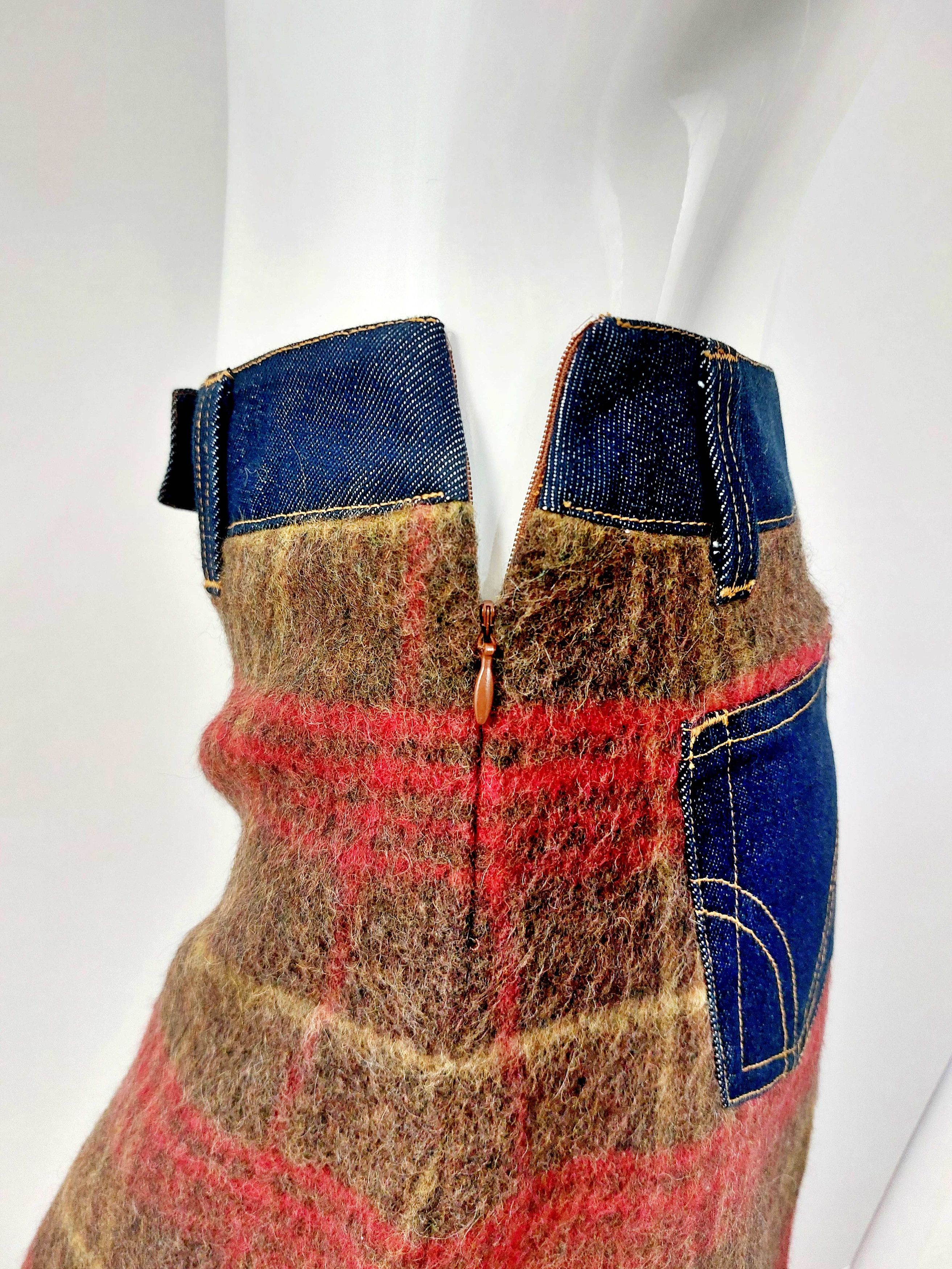 Dolce & Gabbana Dolce Gabbana D&G Tartan Irish Wool Mohair Denim Skirt Size 26" / US 2 / IT 38 - 9 Thumbnail