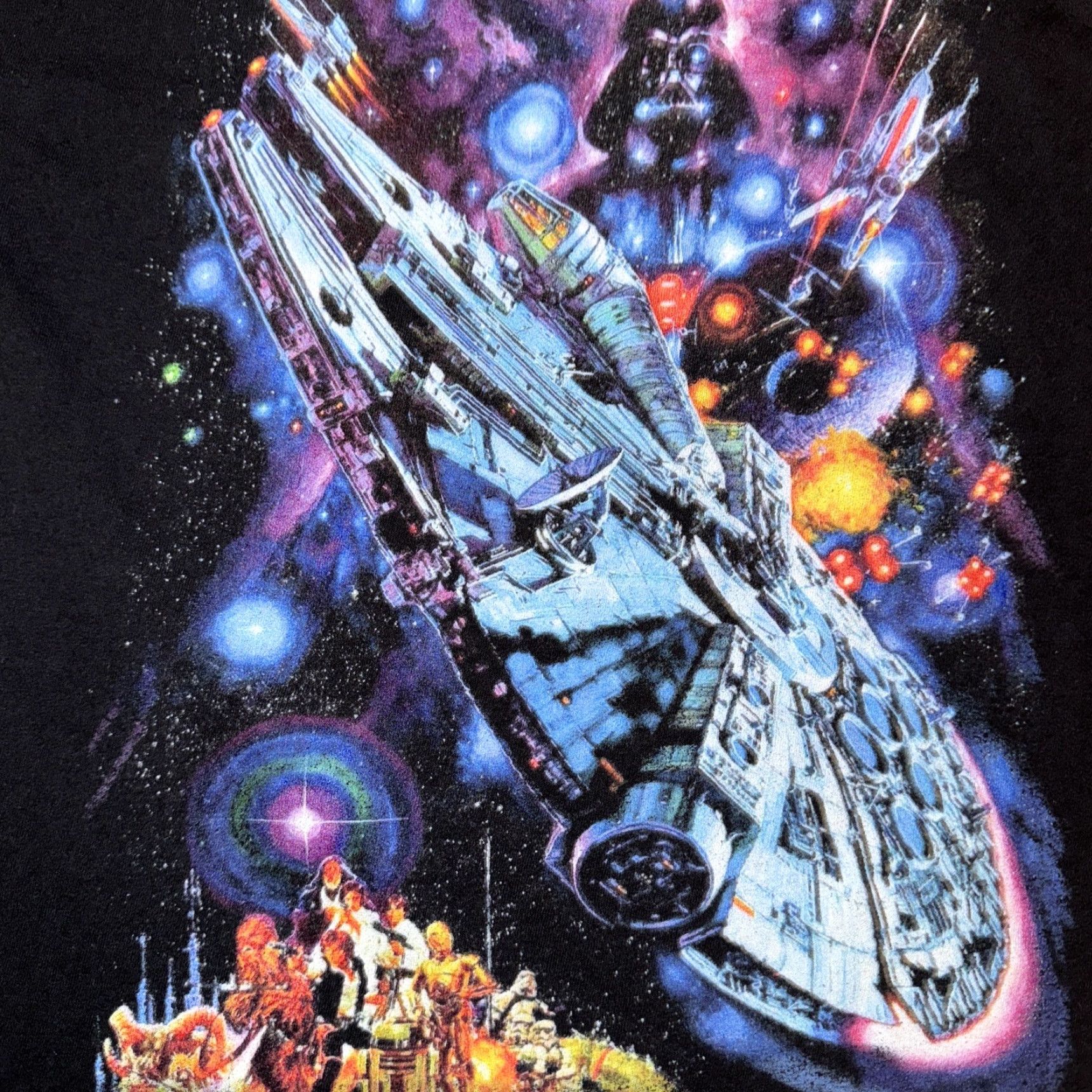 Star Wars VINTAGE Star Wars Millennium Falcon T-Shirt Black M Adult Medium Space Battle 80s 90s Mens Size US M / EU 48-50 / 2 - 2 Thumbnail