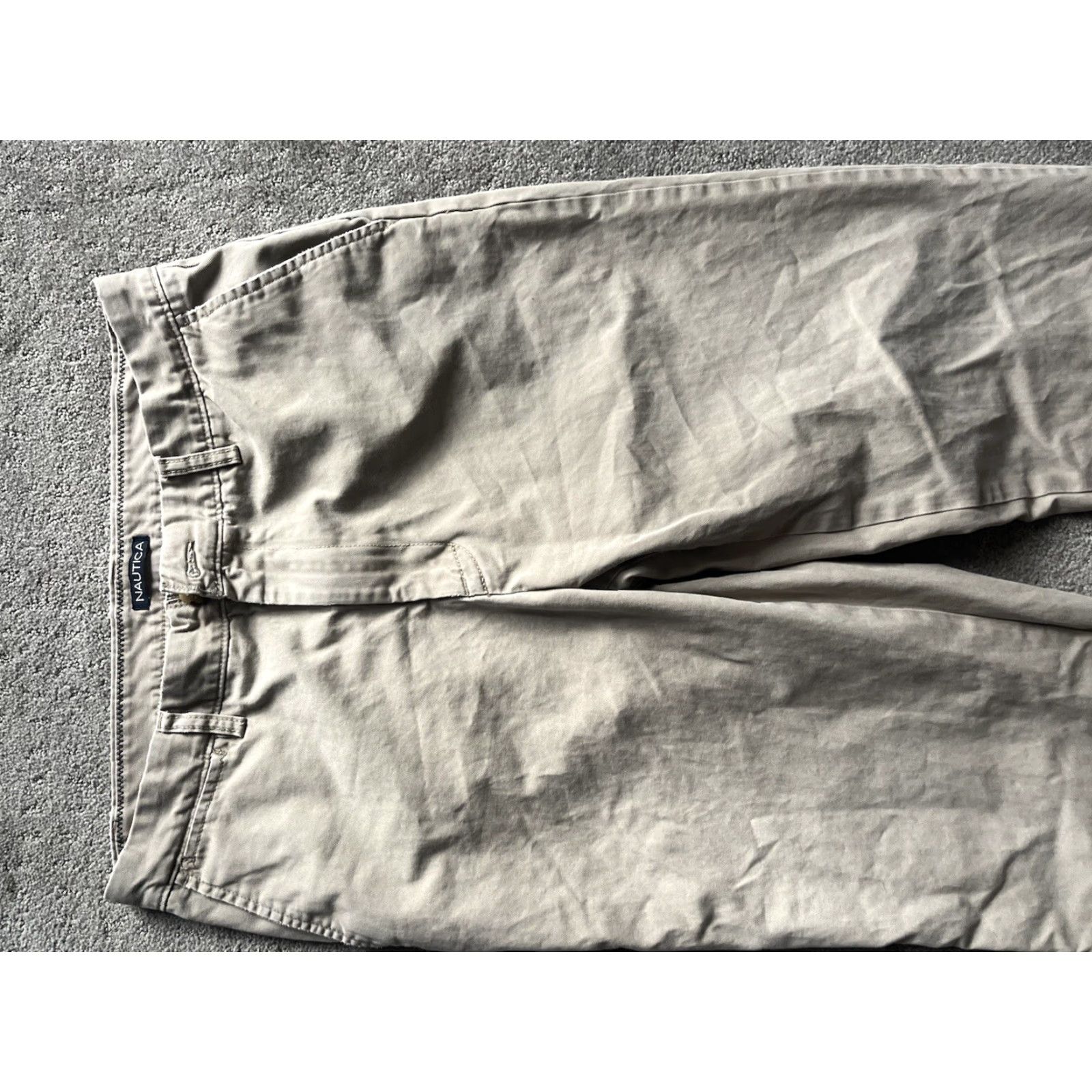 Nautica Nautica Chinos Pants 34x32 Flat Front Beige Solid Dress Casual Mens Size US 34 / EU 50 - 4 Thumbnail
