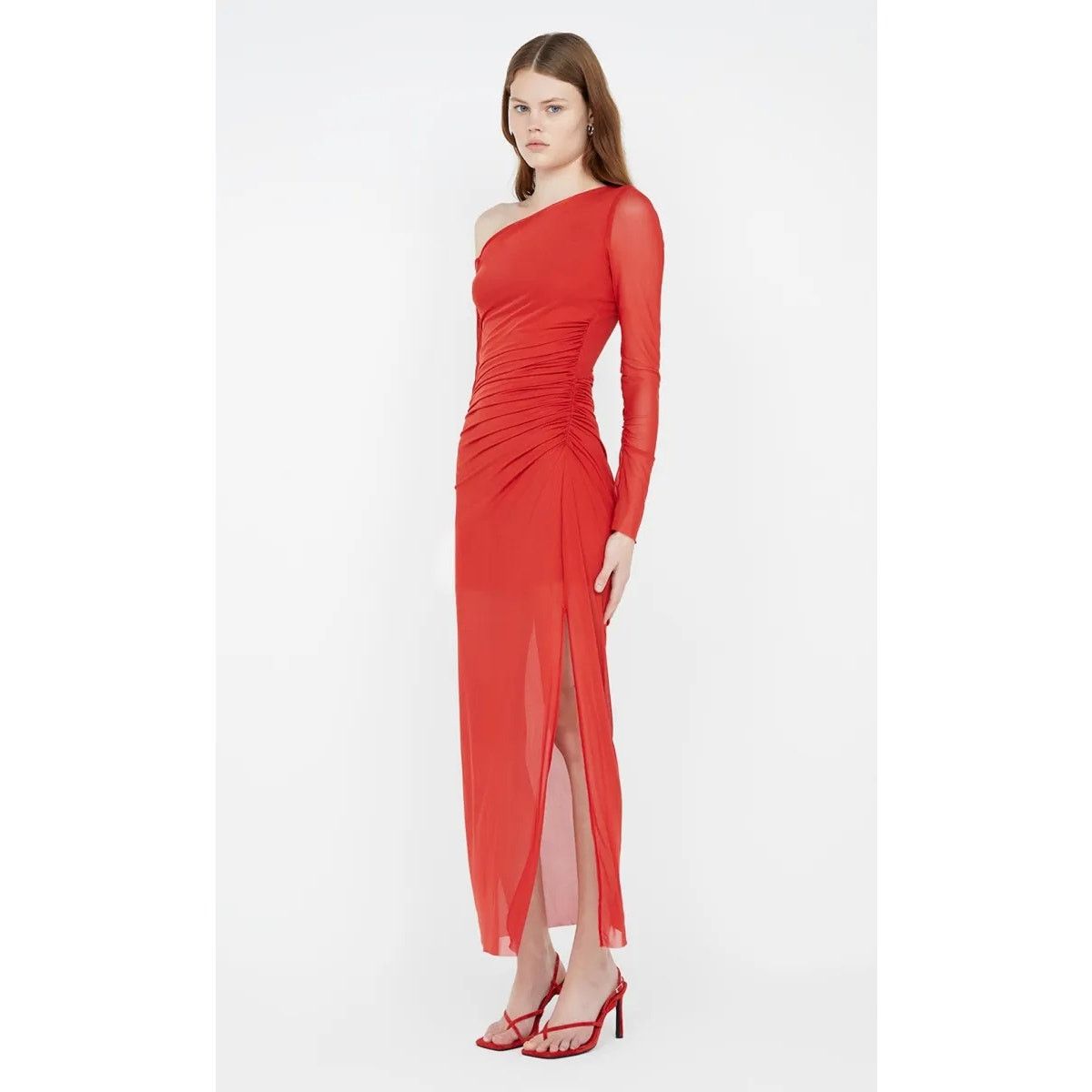 Bec + Bridge Fae Asym Long Sleeve Dress Rouge Red US 4