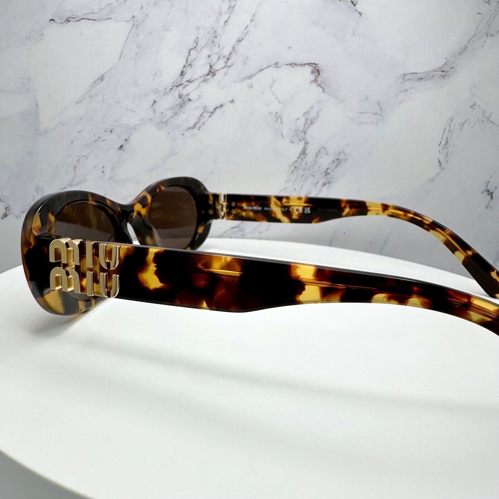 Miu Miu NEW MIU MIU Sunglasses Brown Oval Gold Size ONE SIZE - 18 Thumbnail