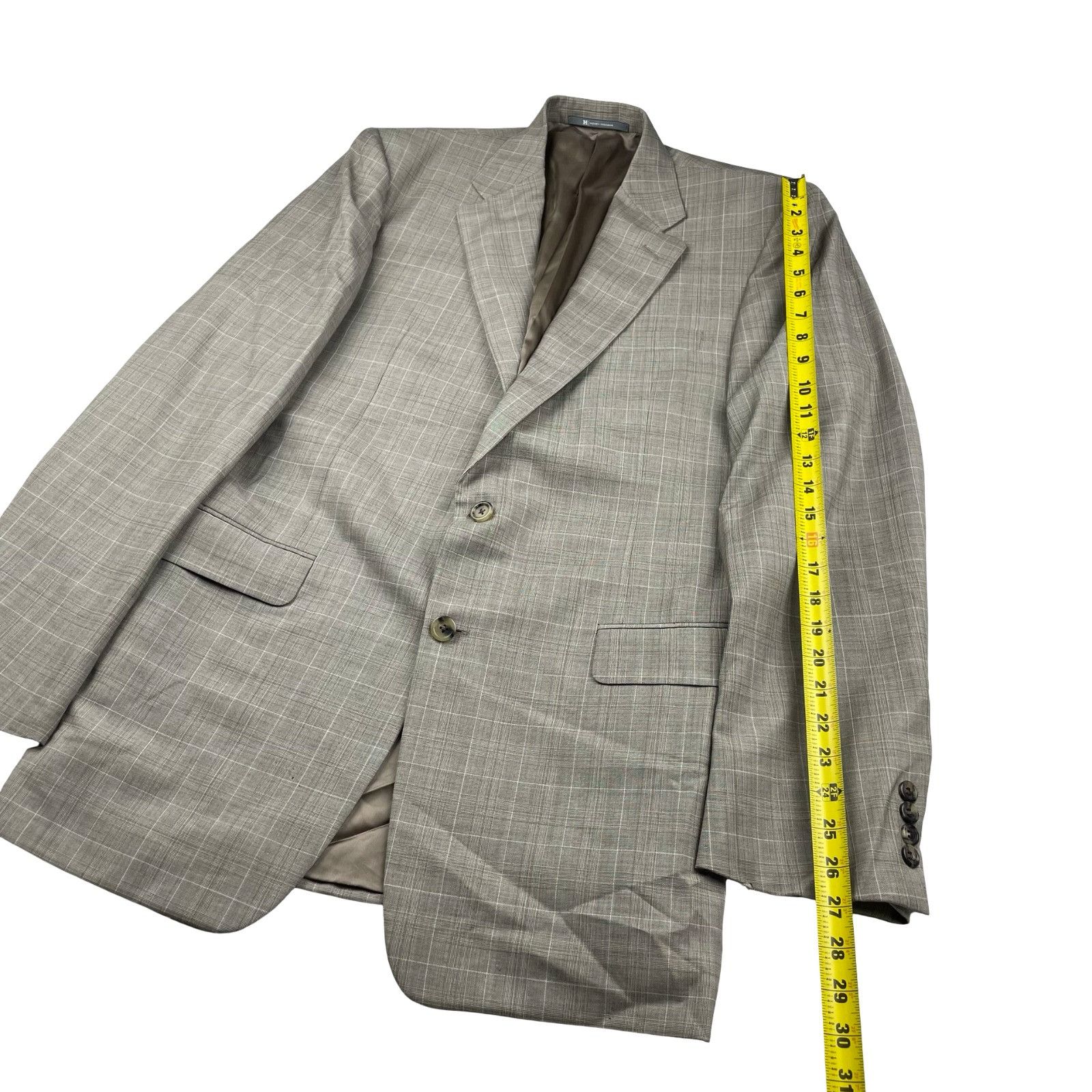 Hickey Freeman Hickey Freeman Men’s 100% Wool 2-Button Suit Beige/Brown Pla Size 40R - 8 Thumbnail