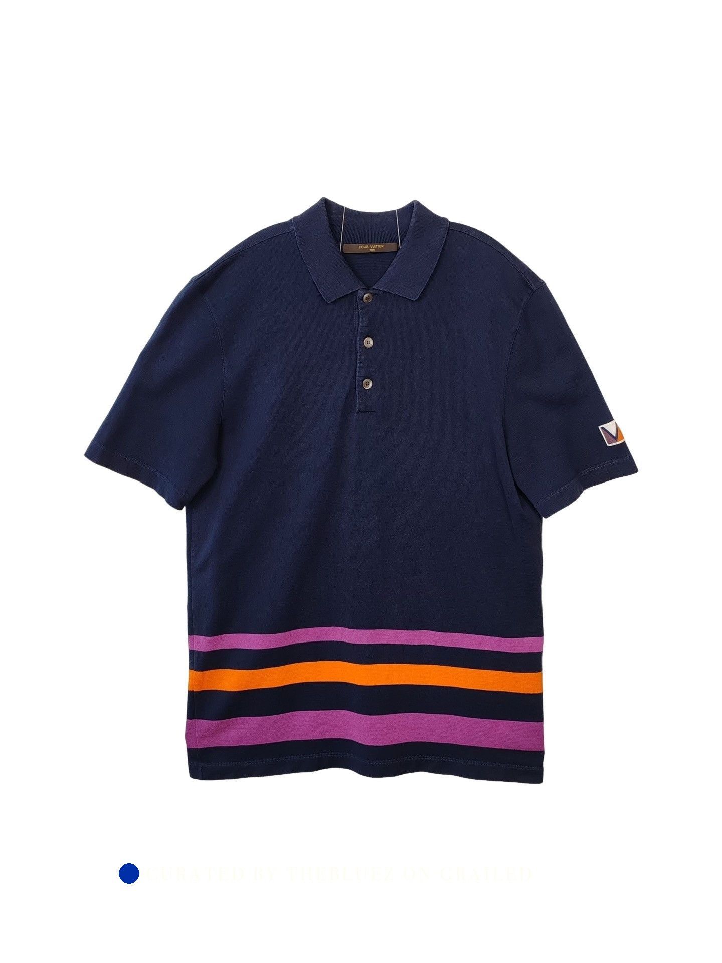 Louis Vuitton Blue Short Sleeve Polo with Striped Hem Size US M / EU 48-50 / 2 - 1 Thumbnail