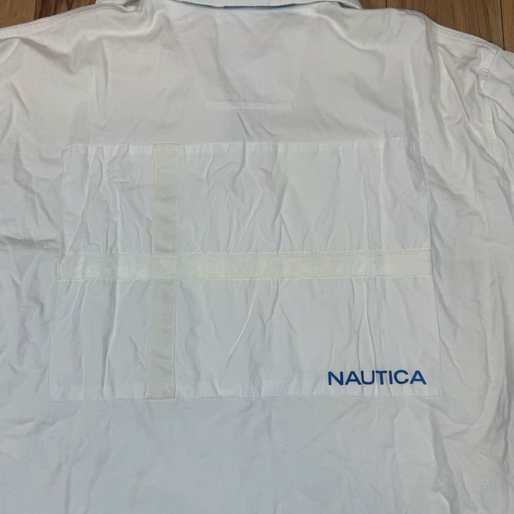 Nautica Nautica Rugby Polo Shirt Mens XXL White Swedish American Flag Patch Polo Mens 2XL White Flag Patch Rugby Shirt Size US XXL / EU 58 / 5 - 4 Thumbnail