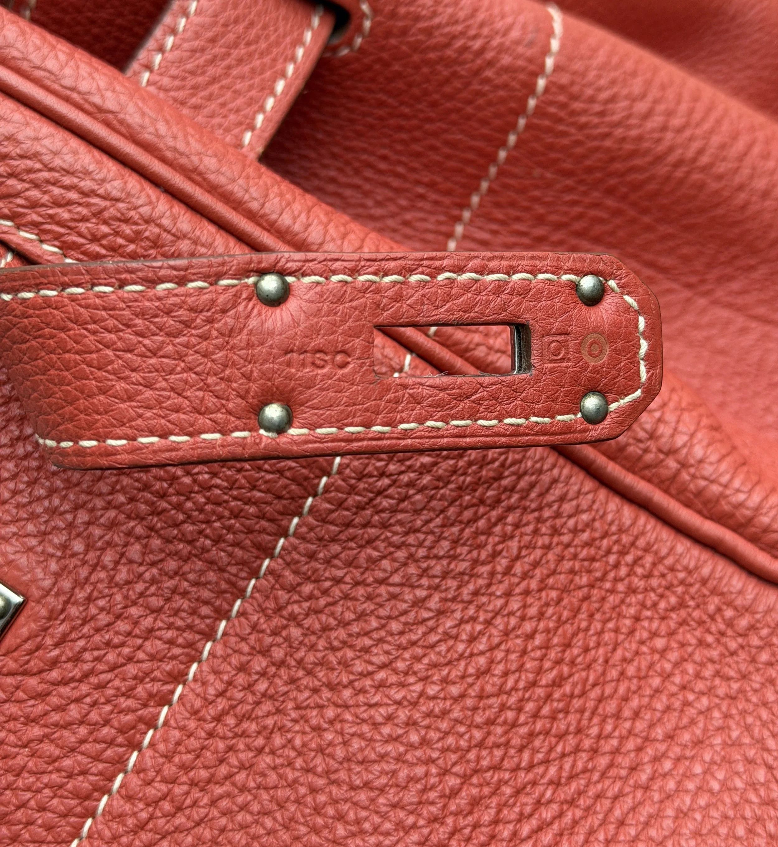 Hermes Hermès HAC 40 Rouge Vif Togo Leather Palladium Hardware Bag Size 40 - 7 Thumbnail