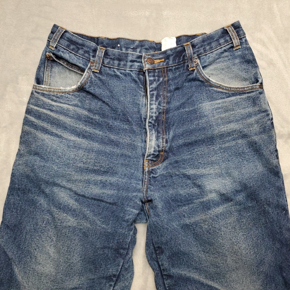 Dickies VINTAGE Dickies Jeans Mens 34x30 Blue Faded Whiskered Denim Flannel Lined Work Jeans Size US 34 / EU 50 - 3 Thumbnail