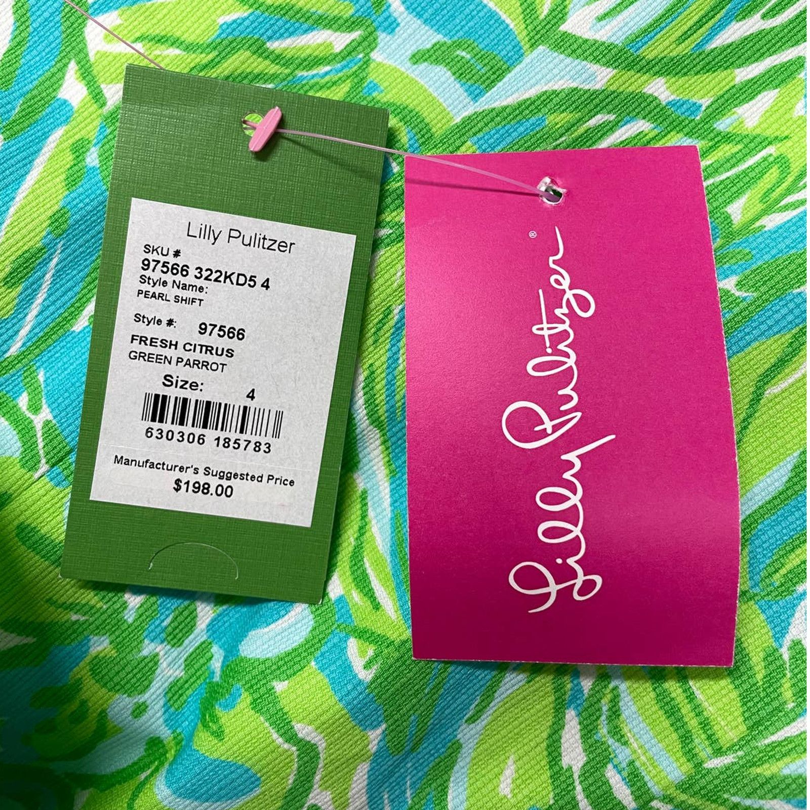 Lilly Pulitzer NWT Lilly Pulitzer Fresh Citrus Green Parrot Sheath Dress Size S / US 4 / IT 40 - 6 Thumbnail