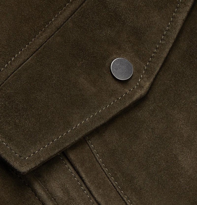 Thom Sweeney Incredible Olive Green/Brown Leather Suede Bomber Jacket Size US L / EU 52-54 / 3 - 15 Thumbnail
