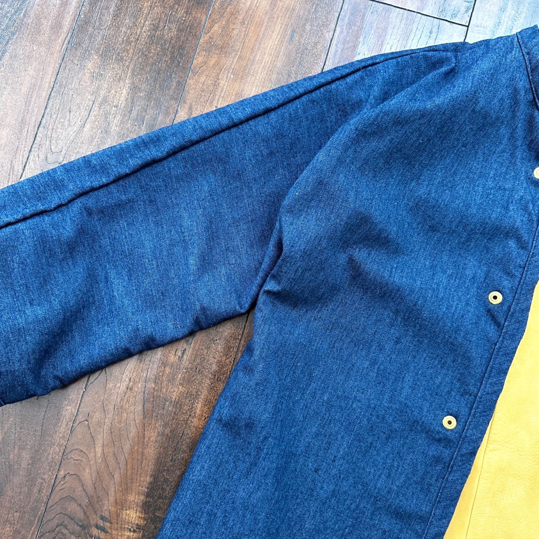 Denime Reversible Denim Leather Jacket - Rockabilly 1960s 70s Anorak Men L Blue Pockets Zip Button Size US L / EU 52-54 / 3 - 4 Thumbnail