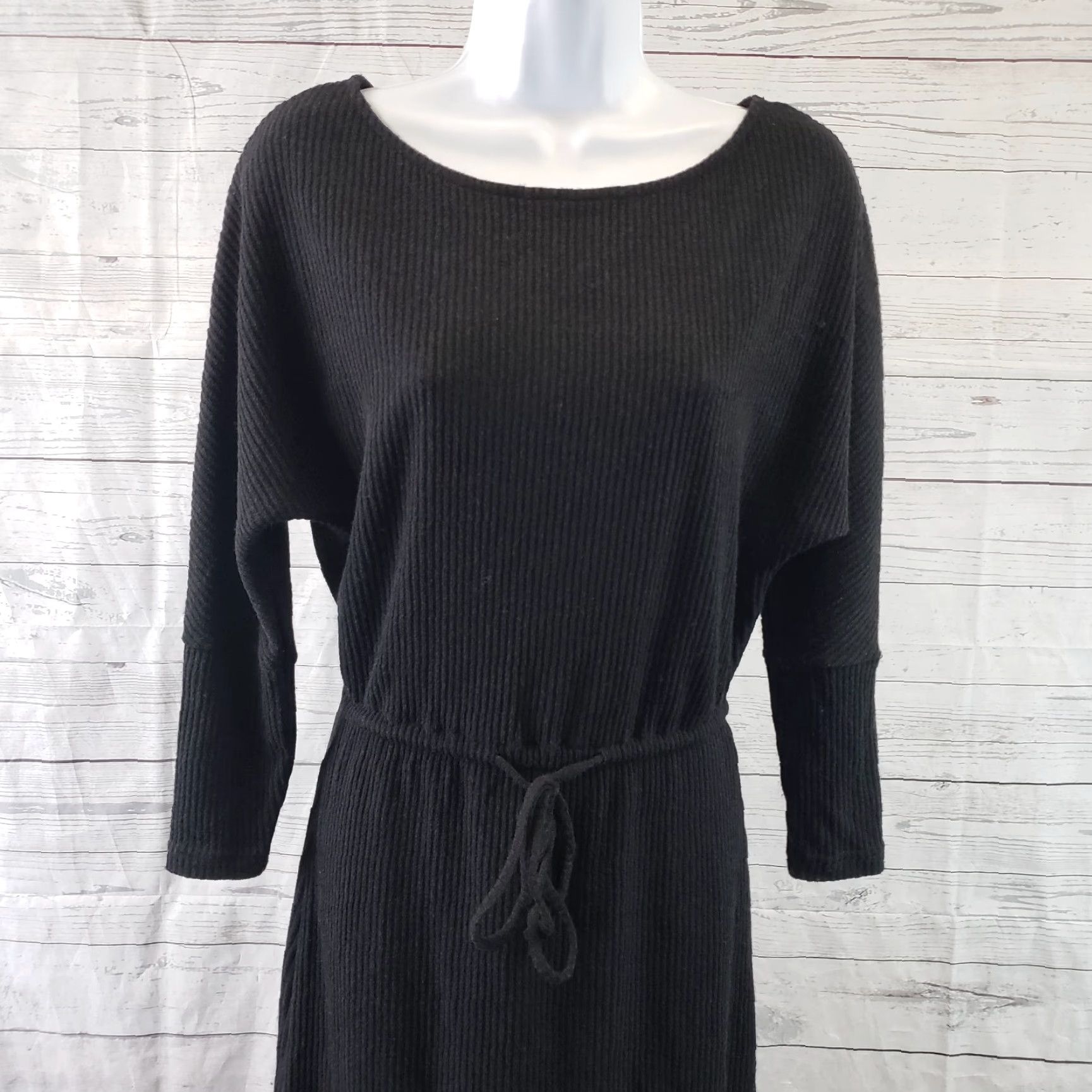 Vintage VINTAGE Cupcakes and Cashmere Womens Jenilee Rib Knit Dress XS Black Tie Waist Size XS / US 0-2 / IT 36-38 - 2 Thumbnail
