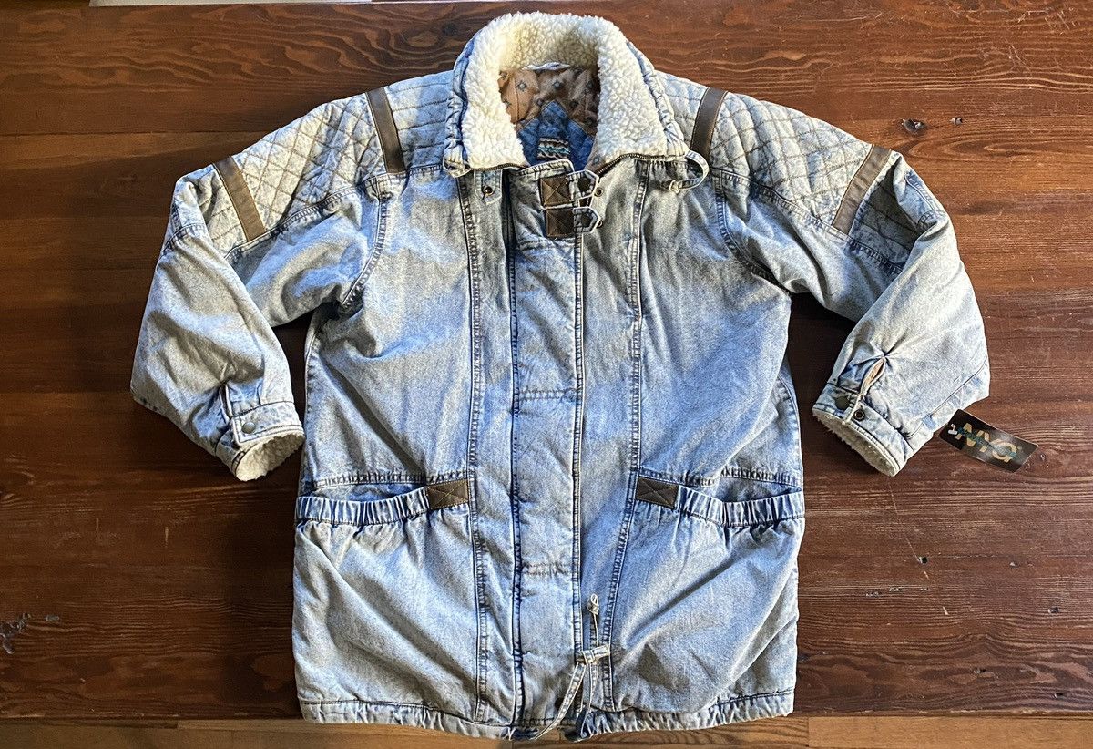 Vintage Vintage NWT 80’s Women’s Sherpa Collar Carpet Line Jean Coat Size L / US 10 / IT 46 - 2 Thumbnail