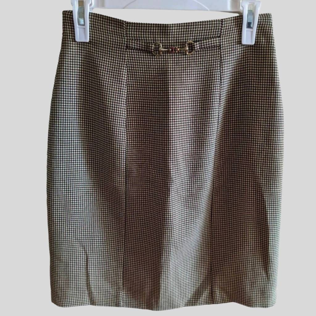 Worthington Worthington Skirt 4P Petite Houndstooth Brown Cream Lined Ca Size 27" / US 4 / IT 40 - 1 Thumbnail