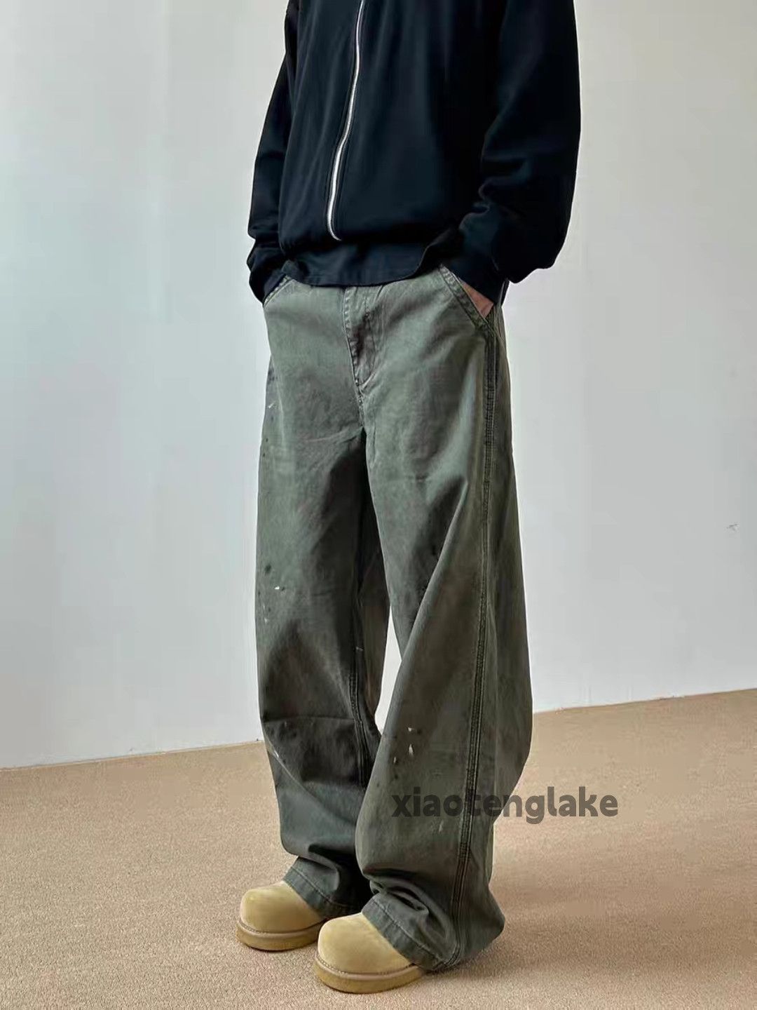 washed faded loose baggy skate hiphop paint cargo pants