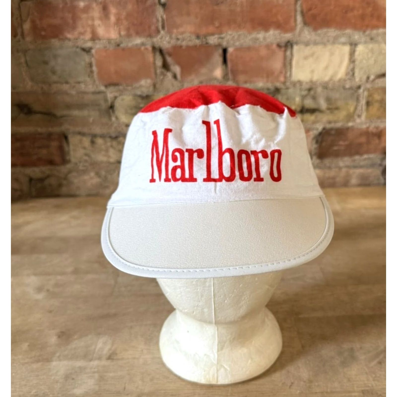 Marlboro VINTAGE Just 4 You Marlboro Painter's Cap Unisex Adults One Size White/Red NOS NWT Painter's Cap Men Women Size ONE SIZE - 2 Thumbnail