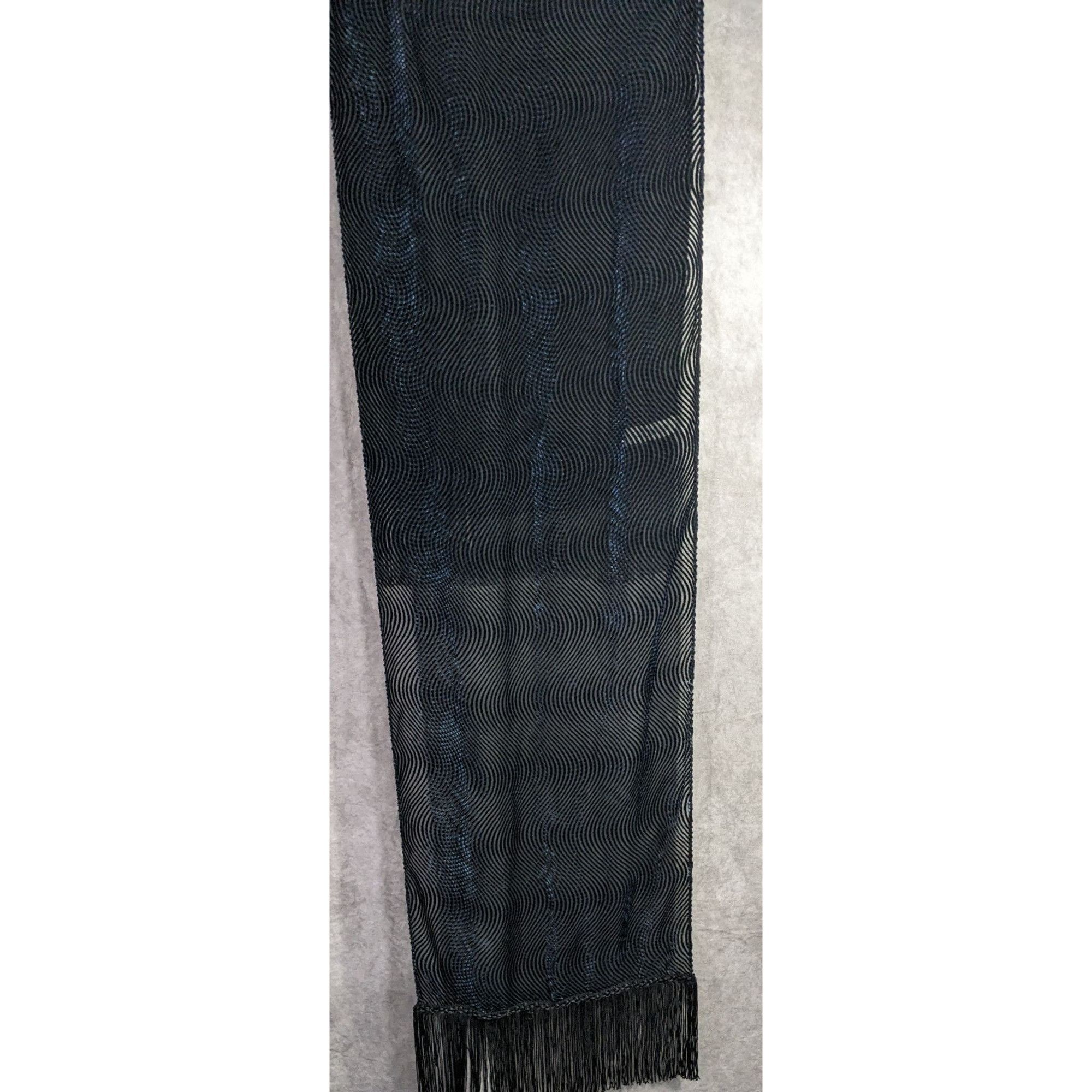 Other Joann Chaimson Blue Burnt Velvet Fringe Scarf Wrap 60x14 Inc Size ONE SIZE - 8 Thumbnail