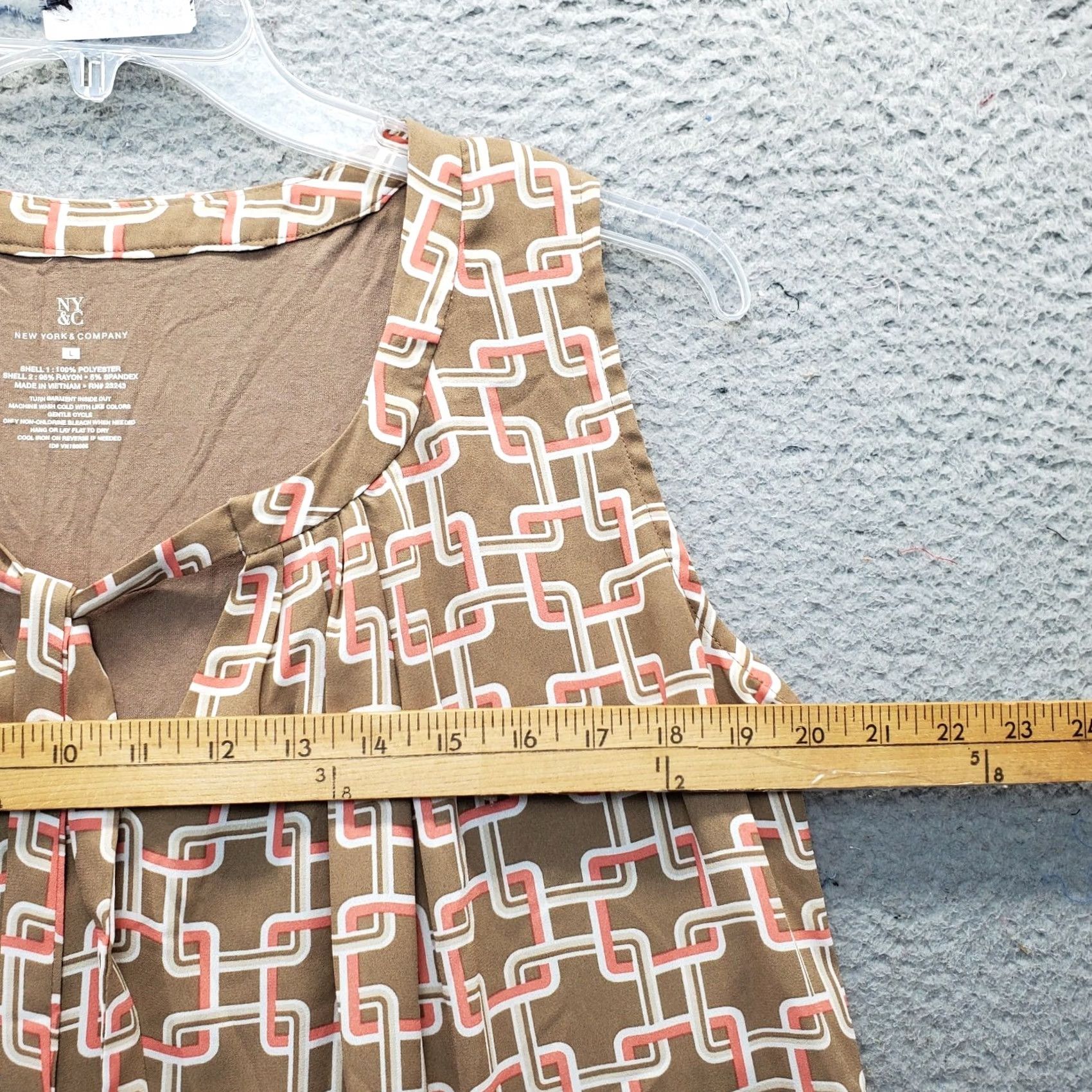 Vintage New York & Company Blouse Womens Size L Geometric Print Stretch Tie Front Size L / US 10 / IT 46 - 6 Thumbnail