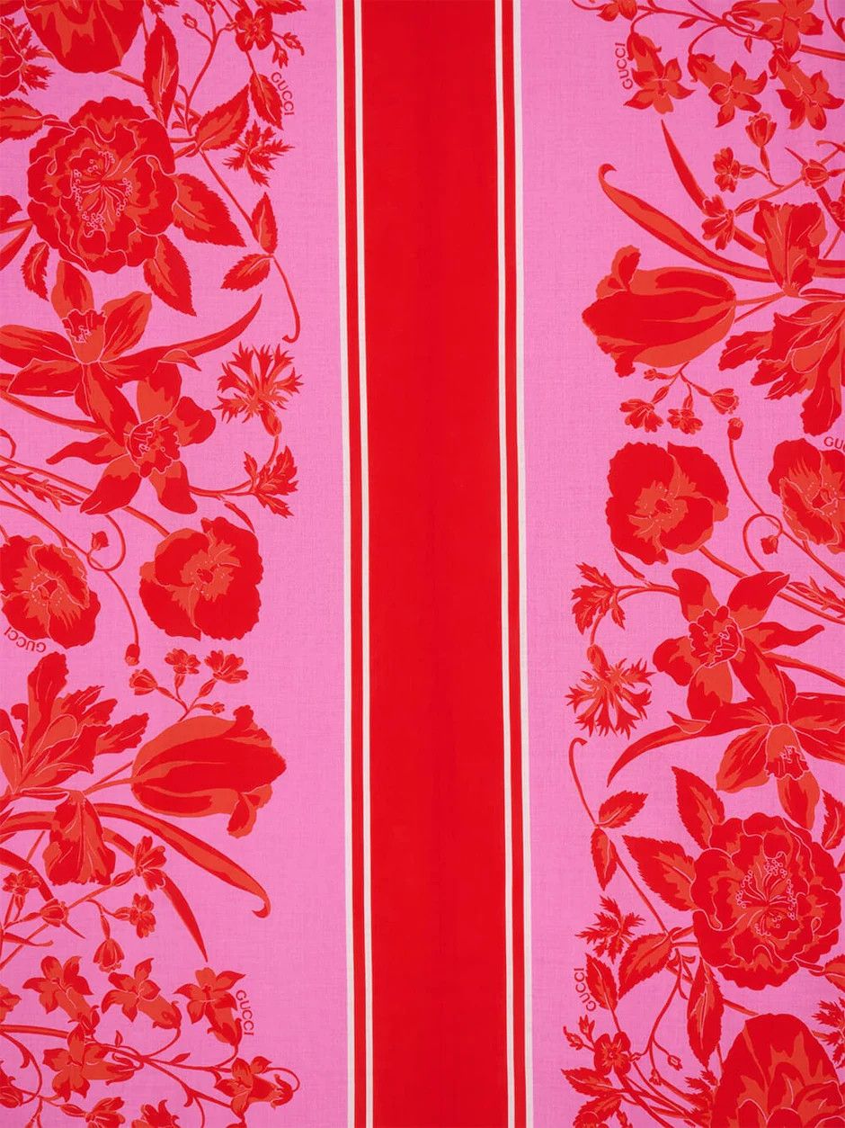 Gucci oc11z1125 Muslin Light Floral Fuchsia Midi Dress Red & Pink Size XS / US 0-2 / IT 36-38 - 3 Thumbnail