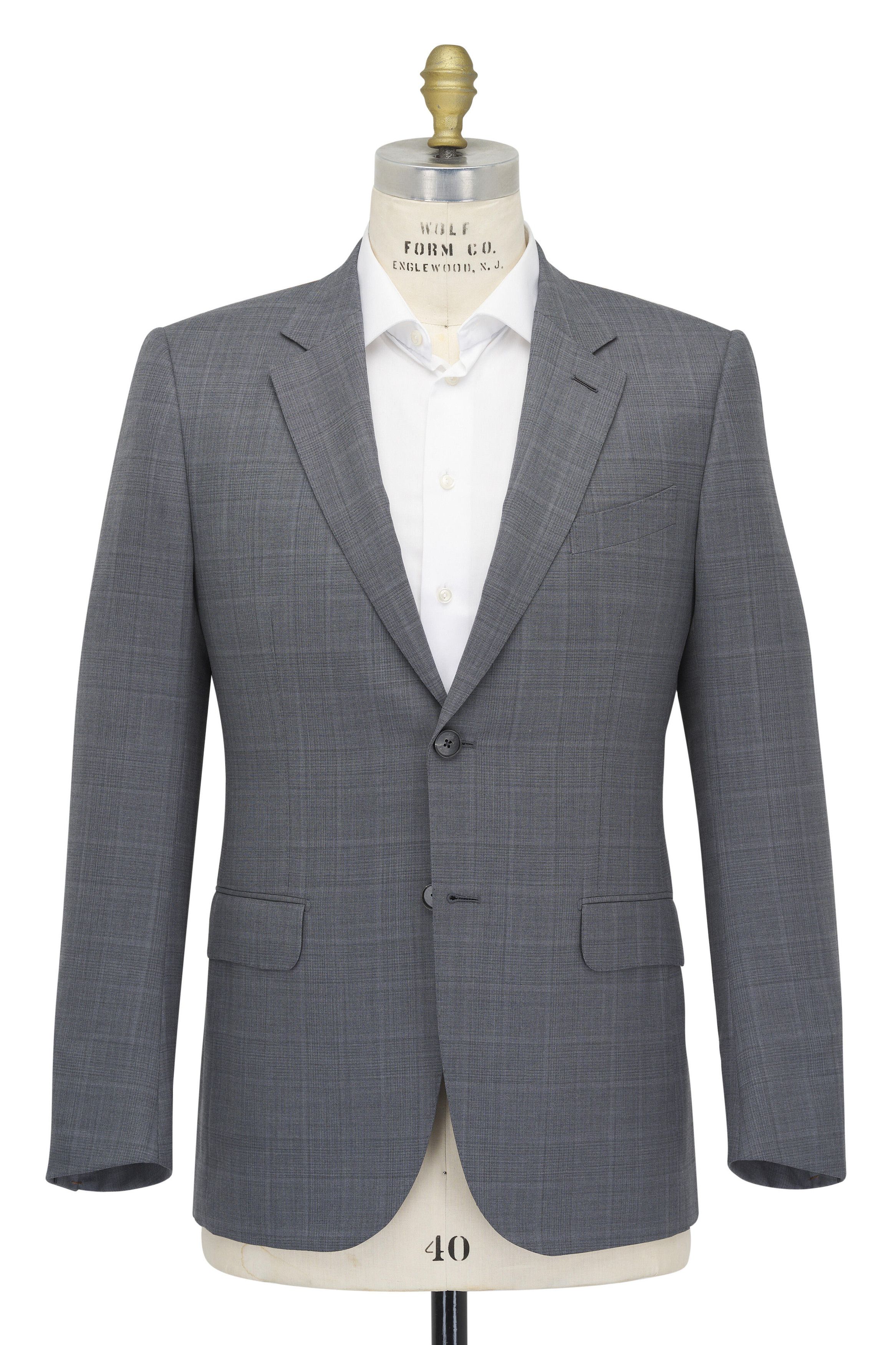 Z Zegna o1mtch0225 Plaid Suit in Medium Grey Size 42R - 1 Thumbnail
