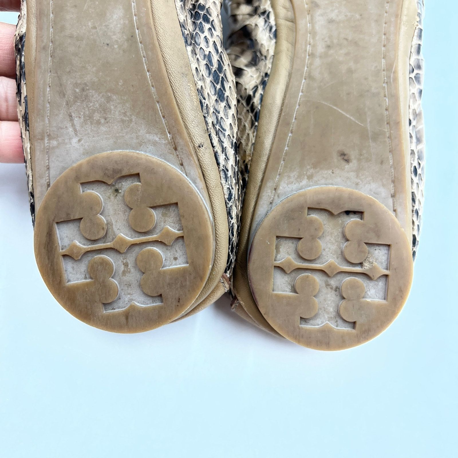 Tory Burch Tory Burch Eddie Python Ballet Flats Clay Snake Leather Size US 9.5 / IT 39.5 - 6 Thumbnail