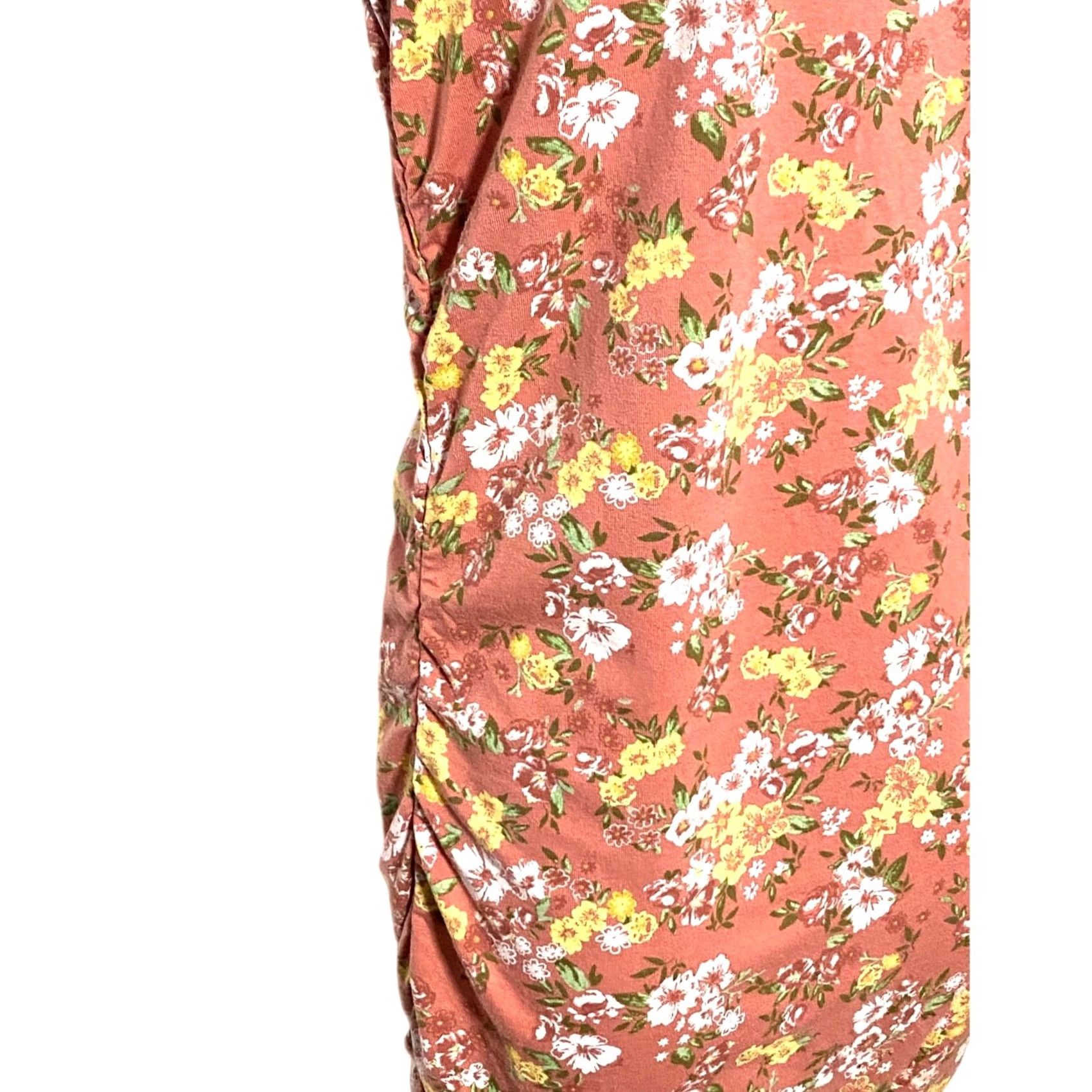 Pinko VINTAGE So Floral Pink Ruched Bodycon Tee Dress L Prairie Cottage Bloomcore Stretch NWT Size L / US 10 / IT 46 - 3 Thumbnail