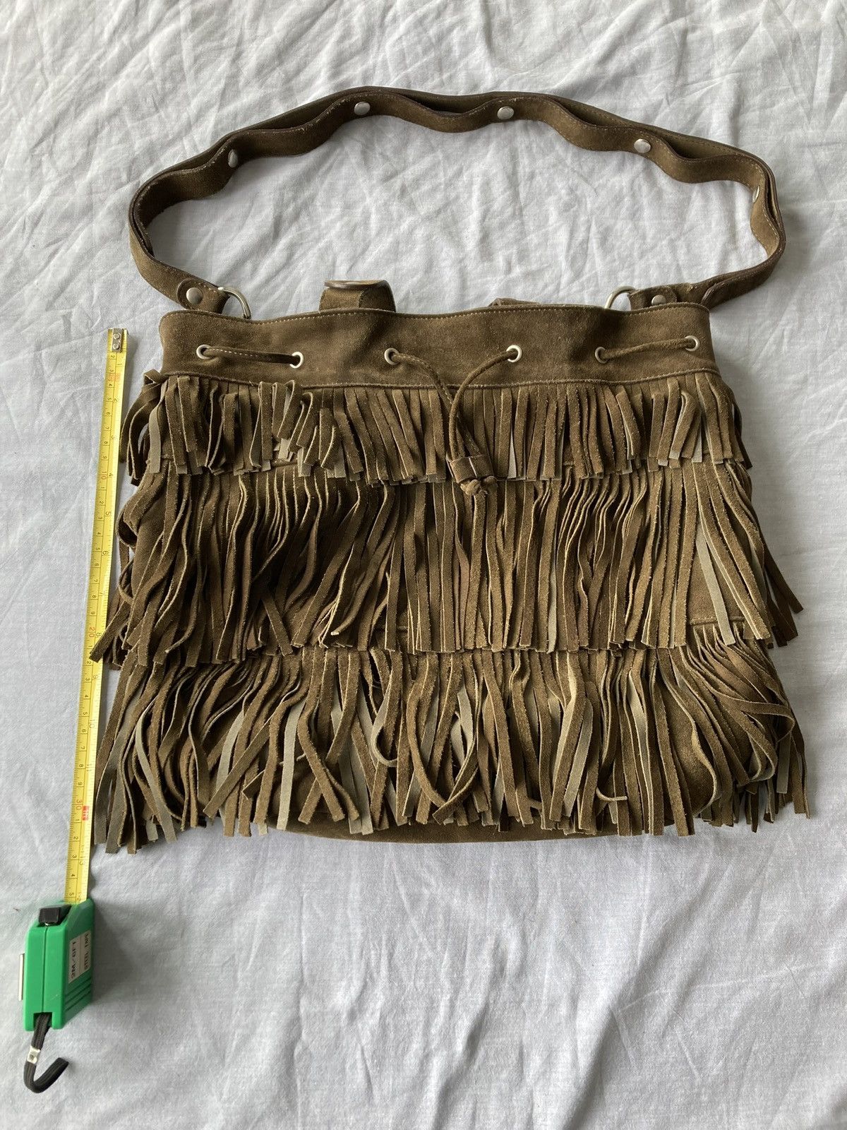 Gerard Darel Soft Brown Suede Shoulder Bag with Fringes by Gerard Darel Size ONE SIZE - 10 Thumbnail