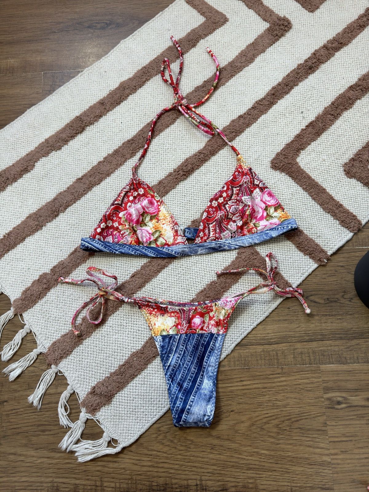 Vintage VINTAGE PAL DULCE DENIM STYLE FLOWERS 2 UNDERPANTS SWIMSUIT Size ONE SIZE - 2 Thumbnail