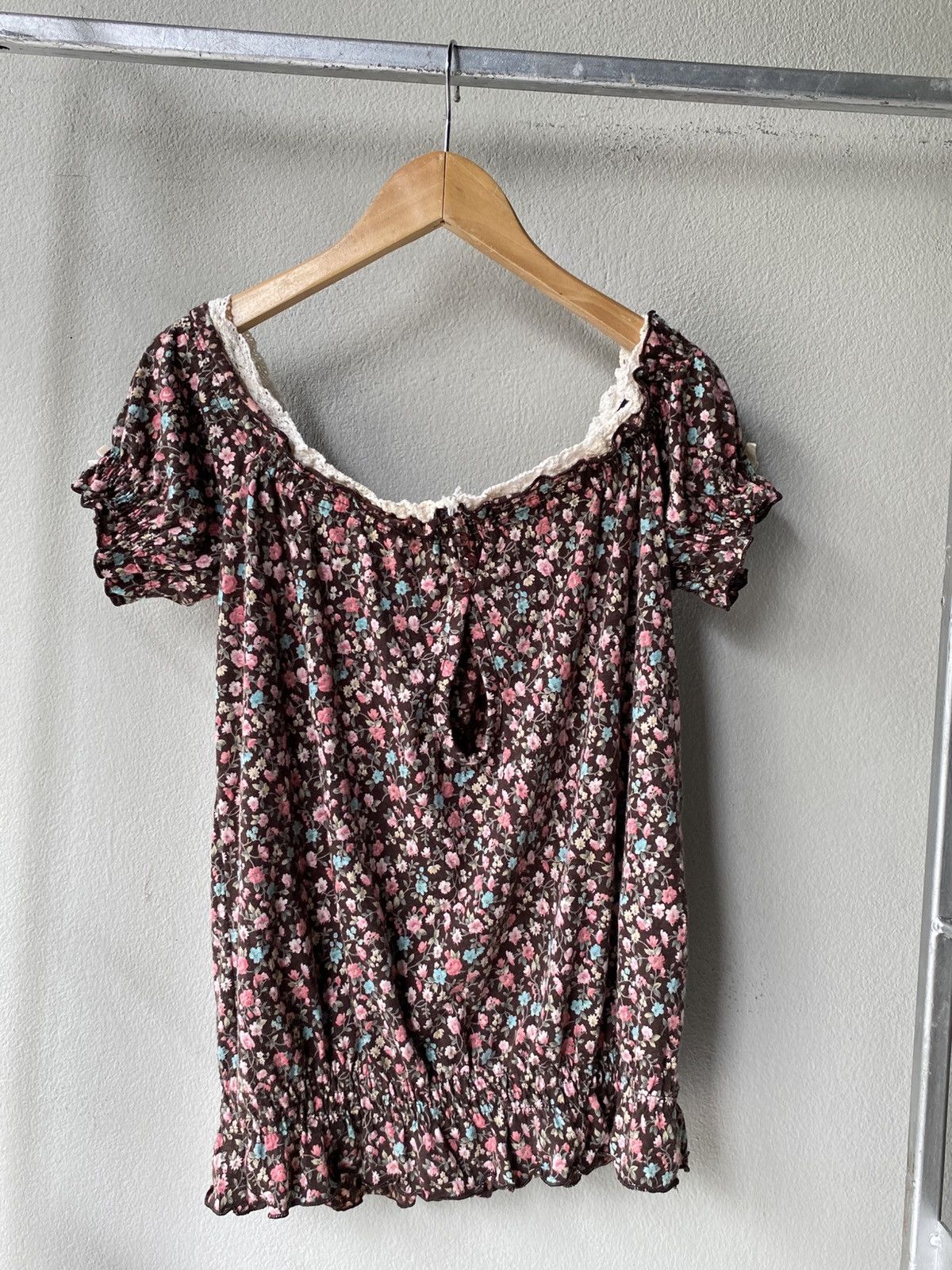 LIZ LISA LIZ LISA Brown Floral Off-Shoulder Blouse Size M / US 6-8 / IT 42-44 - 10 Thumbnail