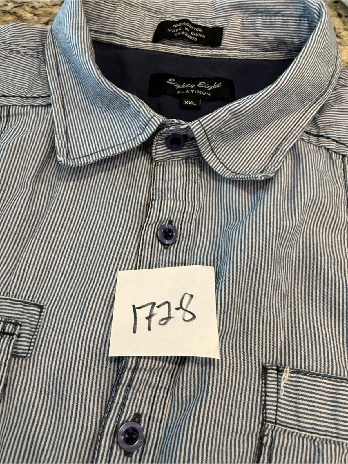 Eighty Eight Eighty Eight Platinum button up blue white striped SZ XXL Size US XXL / EU 58 / 5 - 12 Thumbnail