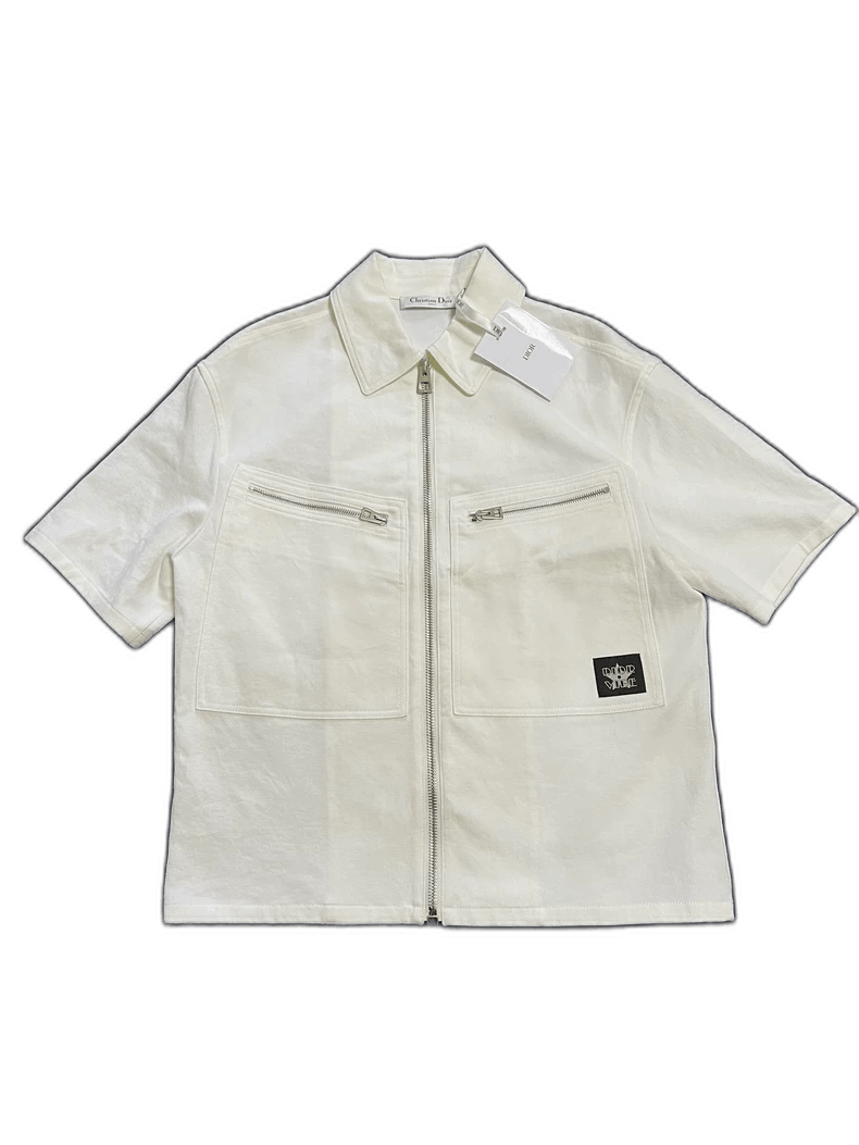 Dior Dior White Women's Short Sleeve Denim Shirt-2507 Size S / US 4 / IT 40 - 1 Thumbnail