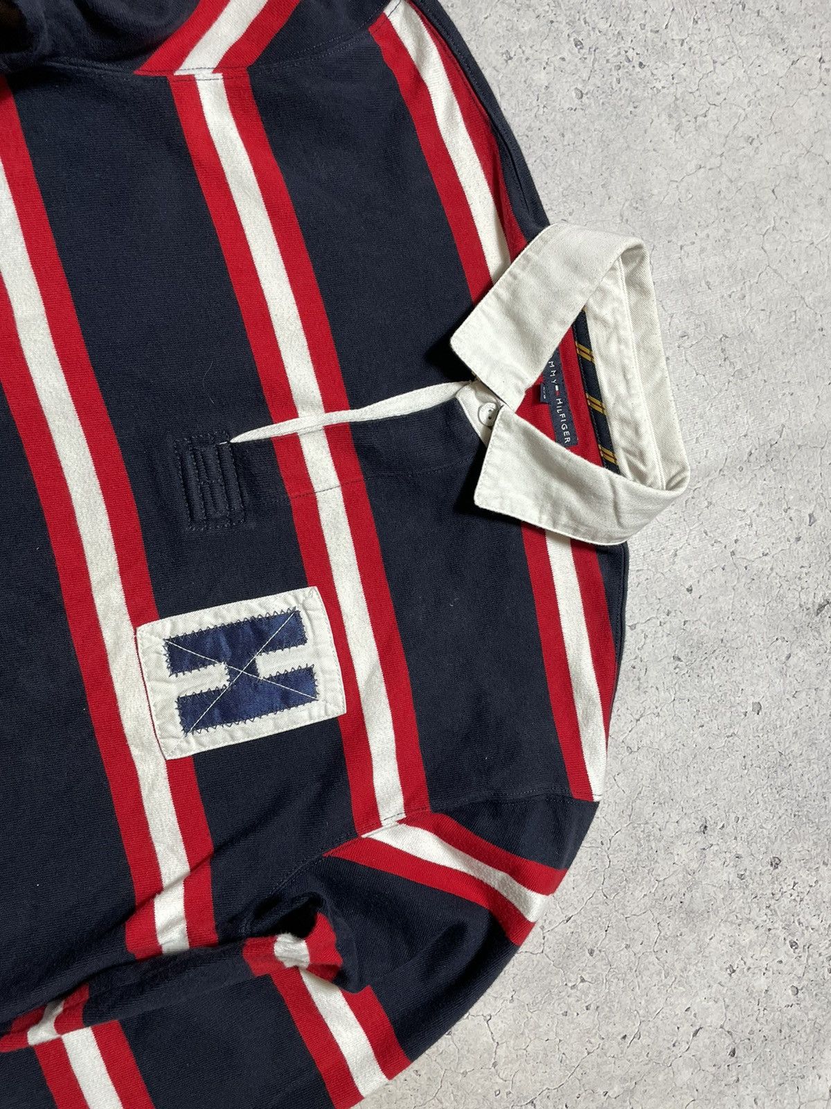 Tommy Hilfiger × Vintage Vintage Tommy Hilfiger Y2K Striped Rugby Sweatshirt Size US L / EU 52-54 / 3 - 5 Thumbnail