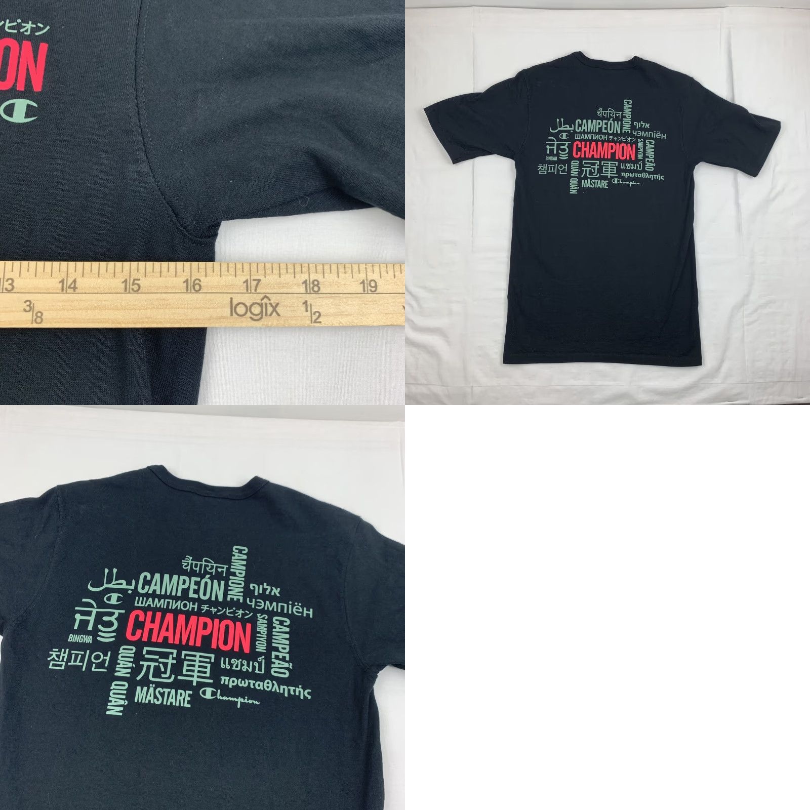 Champion Champion T Shirt Adult Small Black Different Languages Heritage Shirt Foreign Mens Small Black Language Heritage 90s Size US S / EU 44-46 / 1 - 8 Thumbnail