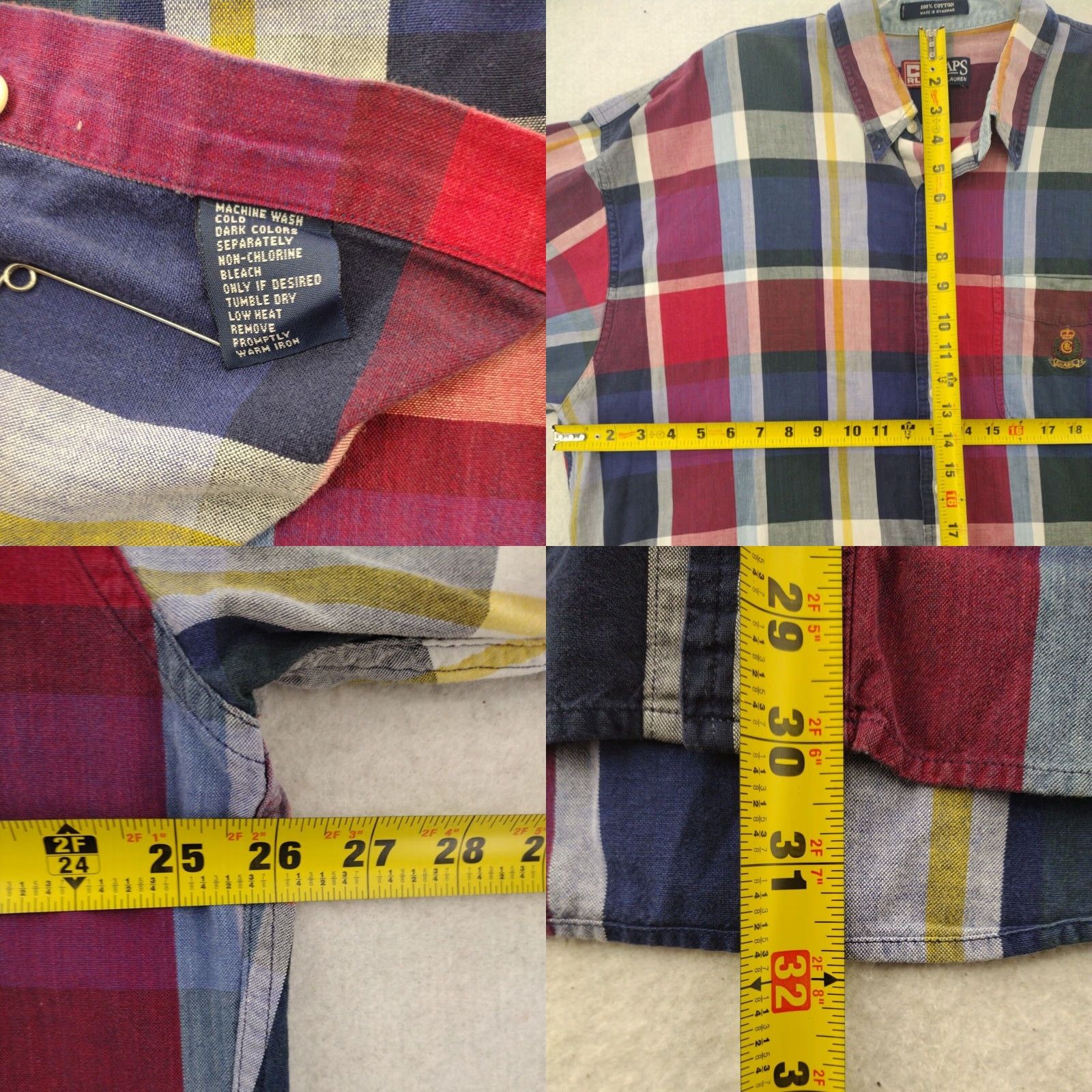 Chaps VINTAGE Chaps Ralph Lauren Shirt Mens XL Plaid Long Sleeve Button-Up 90s Logo Retro Cro Crest Size US XL / EU 56 / 4 - 8 Thumbnail