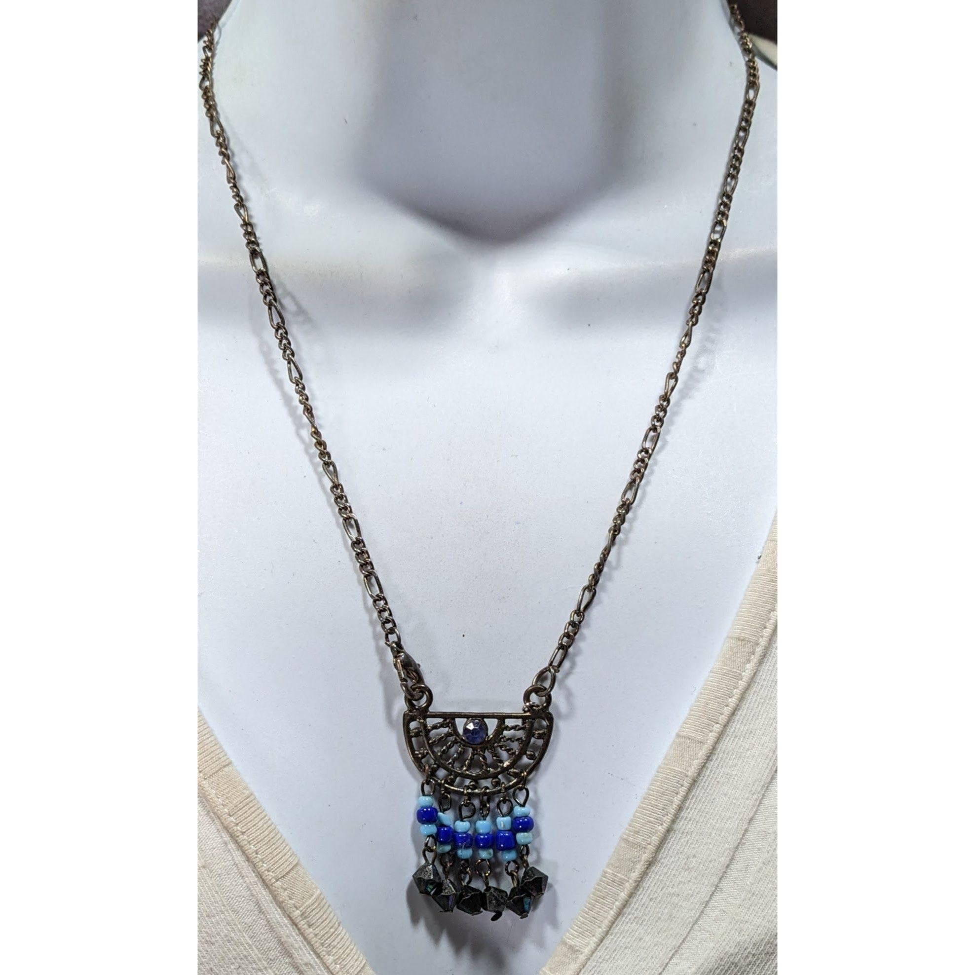 Other Bohemian Blue And Silver Tone Tassel Pendant Necklace Size ONE SIZE - 5 Thumbnail