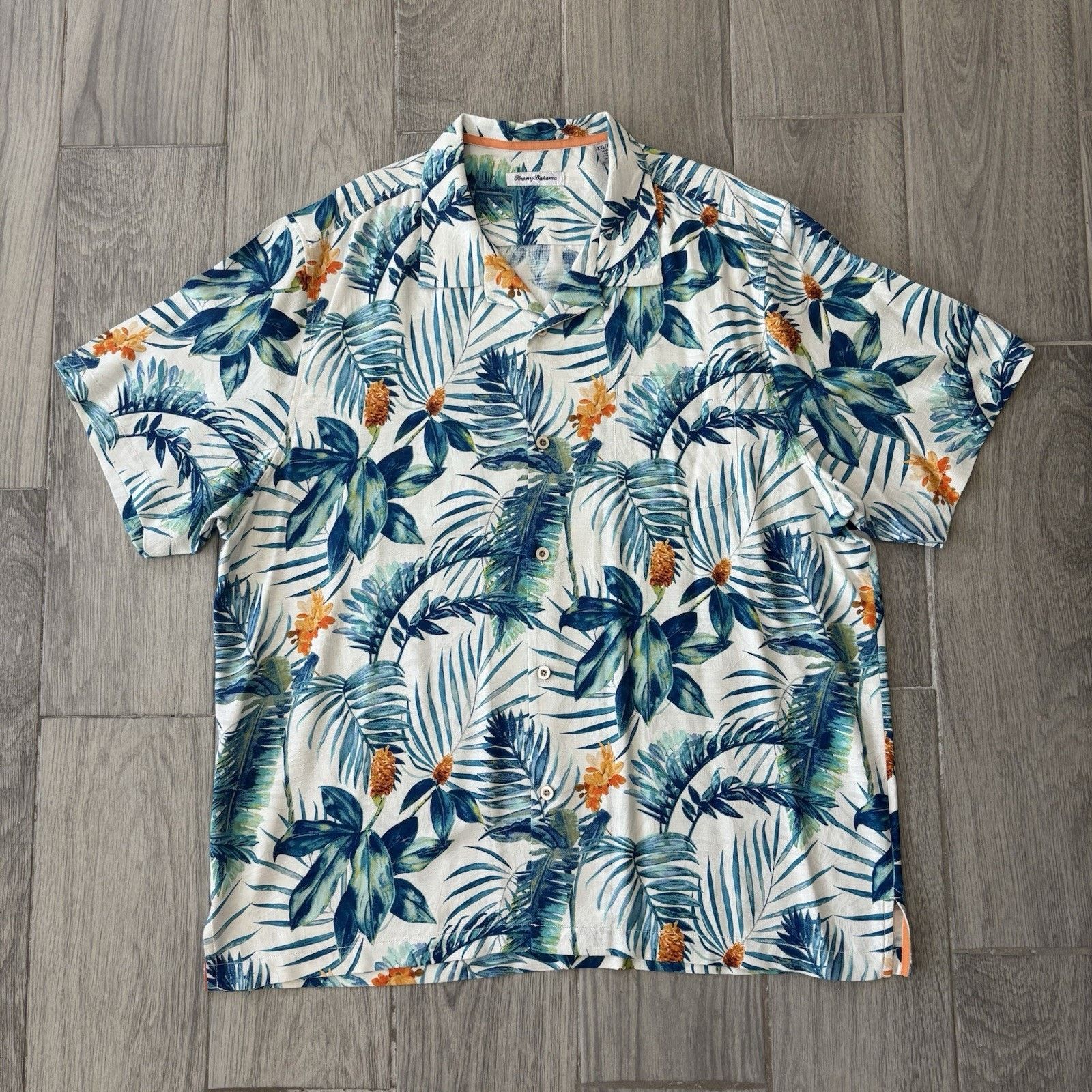 Tommy Bahama Canopy Flora Silk Camp Shirt Marble Mens XXL