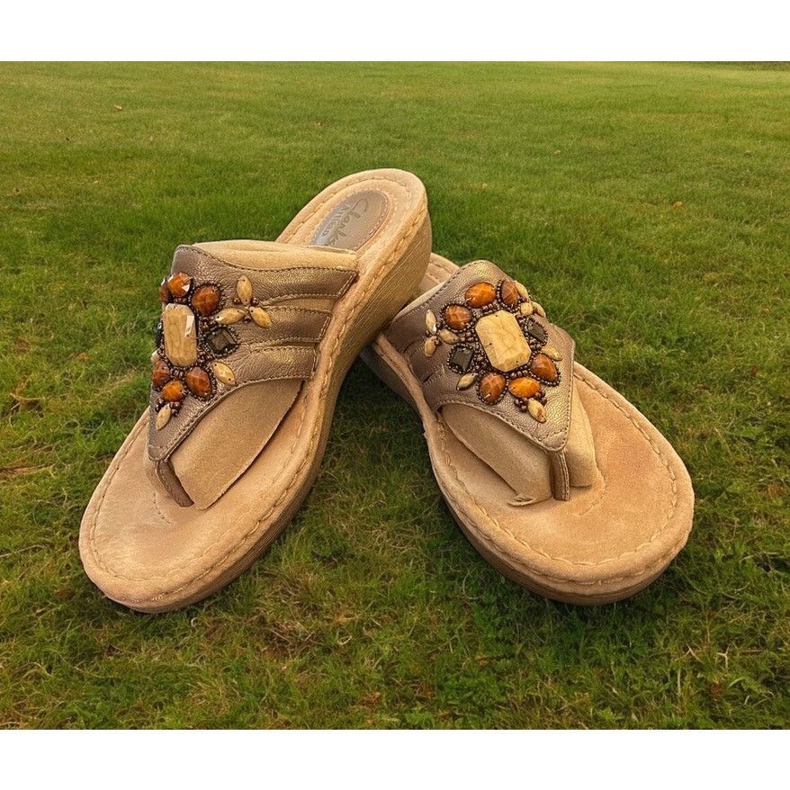 Clarks Clarks Artisan Sandals Thong Sandals Flats Leather Size 6.5 Size US 6.5 / IT 36.5 - 1 Thumbnail