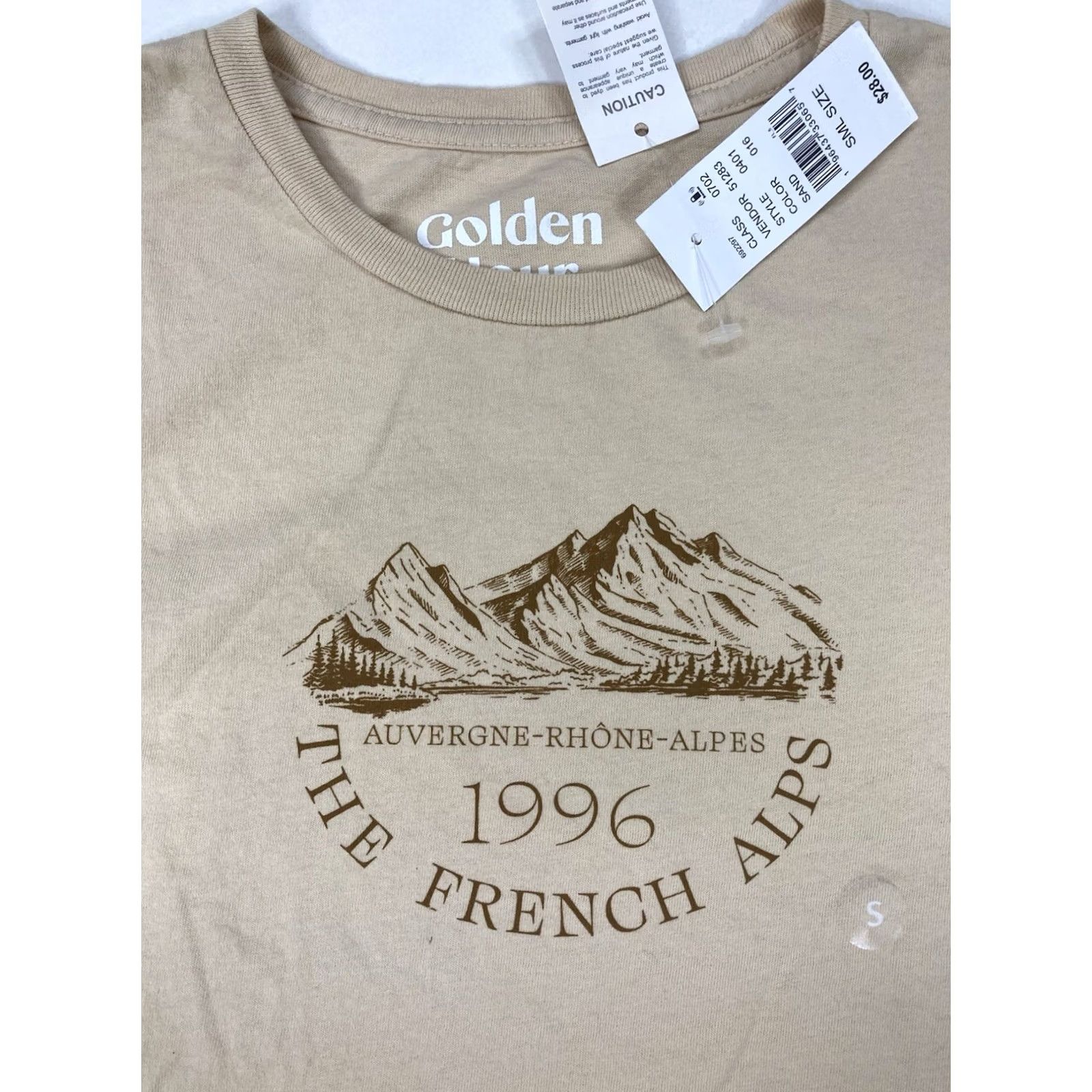 Vintage VINTAGE Golden Hour The French Alps Graphic T-shirt Women Small Beige Short Sleeve Size S / US 4 / IT 40 - 2 Thumbnail