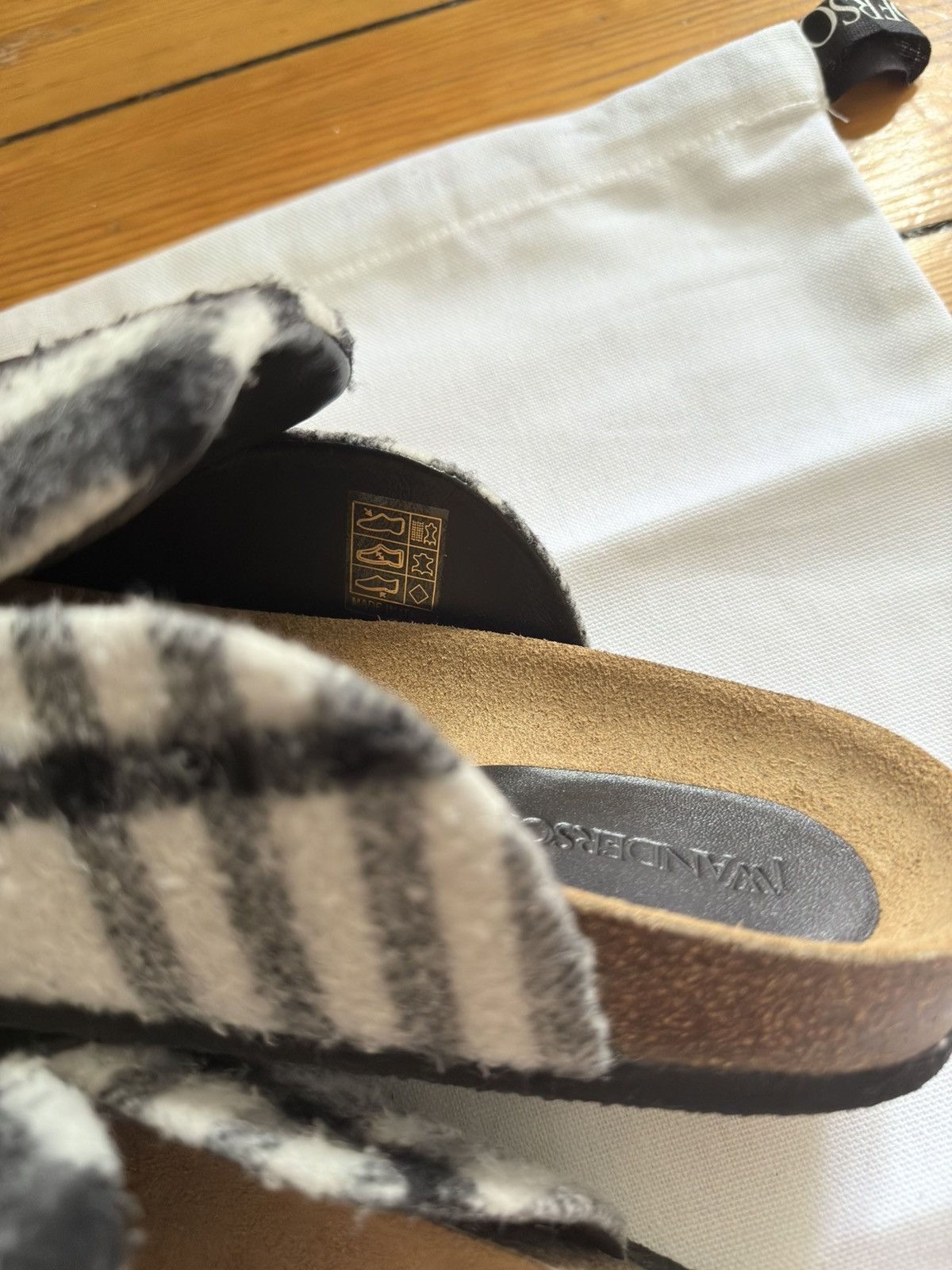 JW Anderson check leather mules in black & white Size 41 UK8