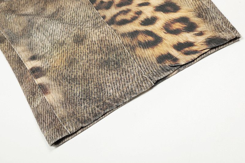 Vintage American retro distressed leopard print wide-leg jeans Size US 32 / EU 48 - 6 Thumbnail