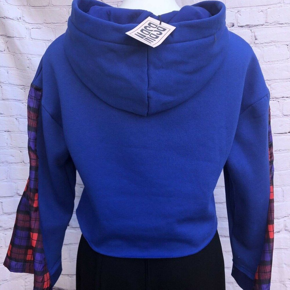 Other NWT New LF BSBW Oversized Cropped Hoodie Sweatshirt Plaid S Size XS / US 0-2 / IT 36-38 - 3 Thumbnail