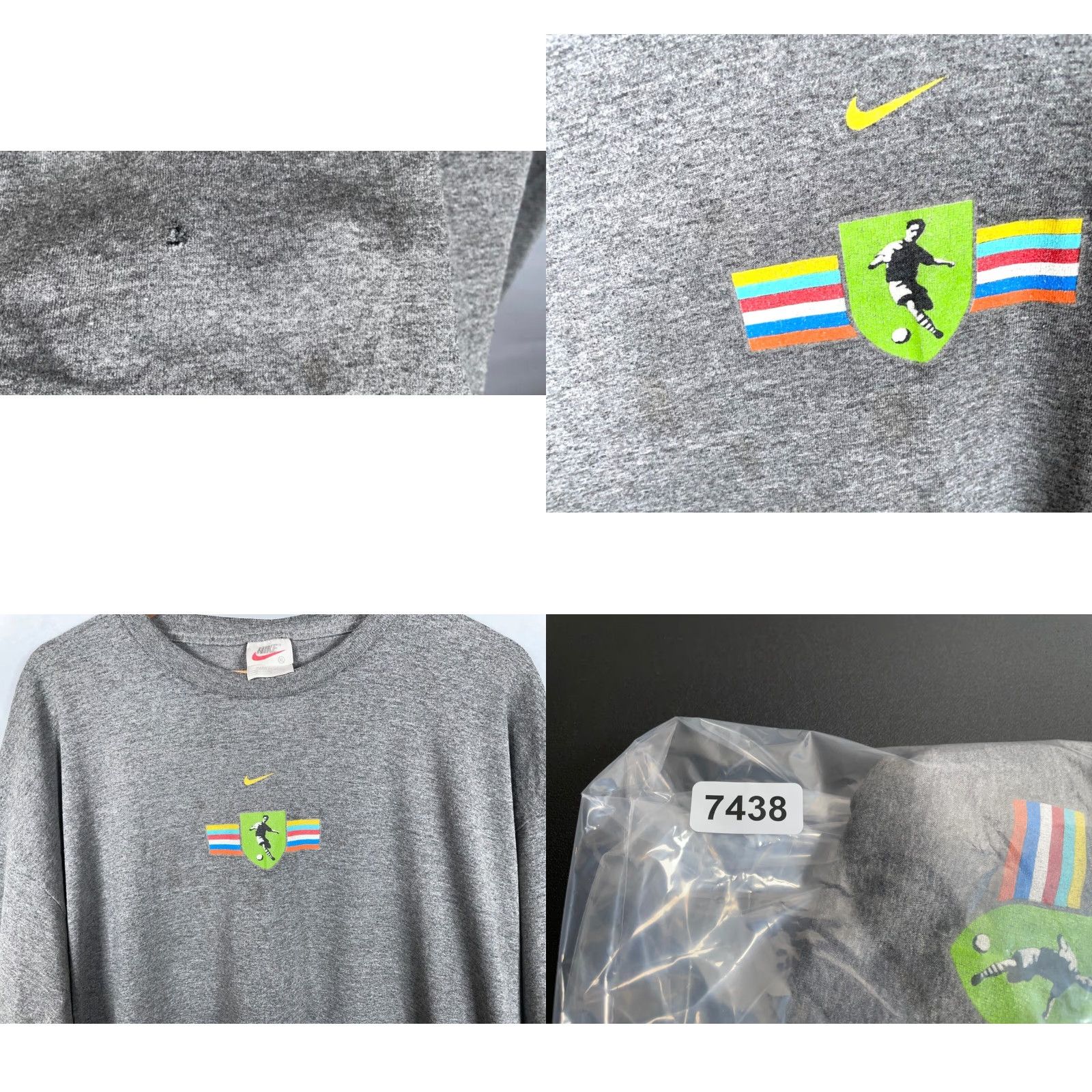 Nike VINTAGE Nike Soccer Print T-Shirt Adult XL Gray/White 90s Made in USA Mens Shirt 50/50 Size US XL / EU 56 / 4 - 8 Thumbnail