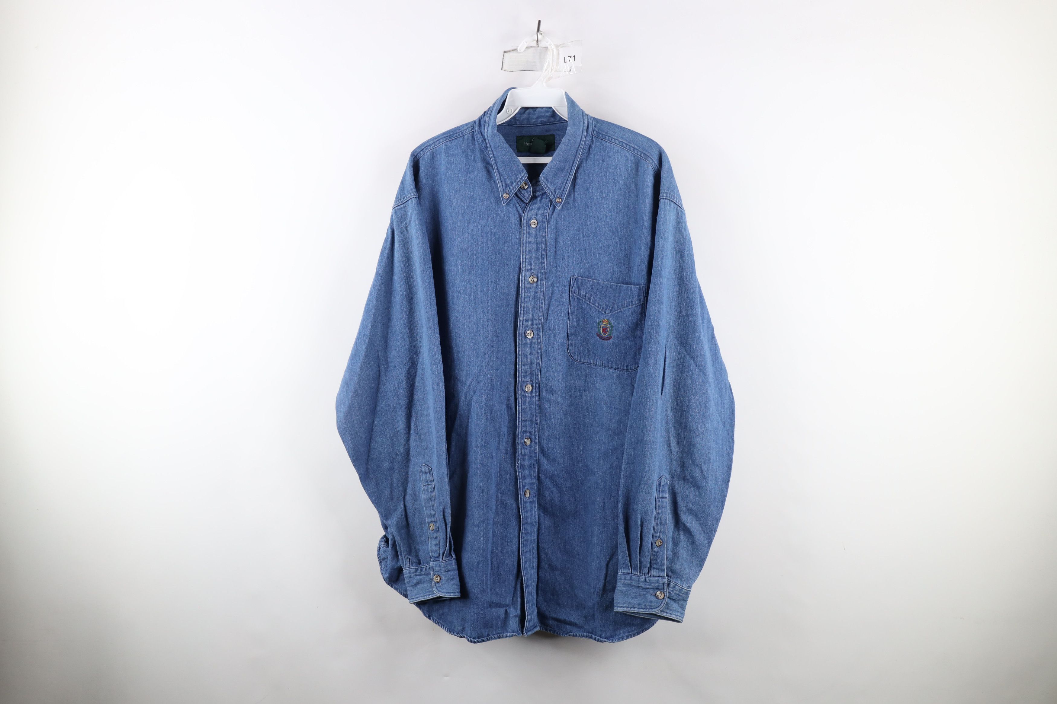 Vintage Vintage 90s Streetwear Denim Jean Button Down Shirt Blue Size US XL / EU 56 / 4 - 1 Thumbnail