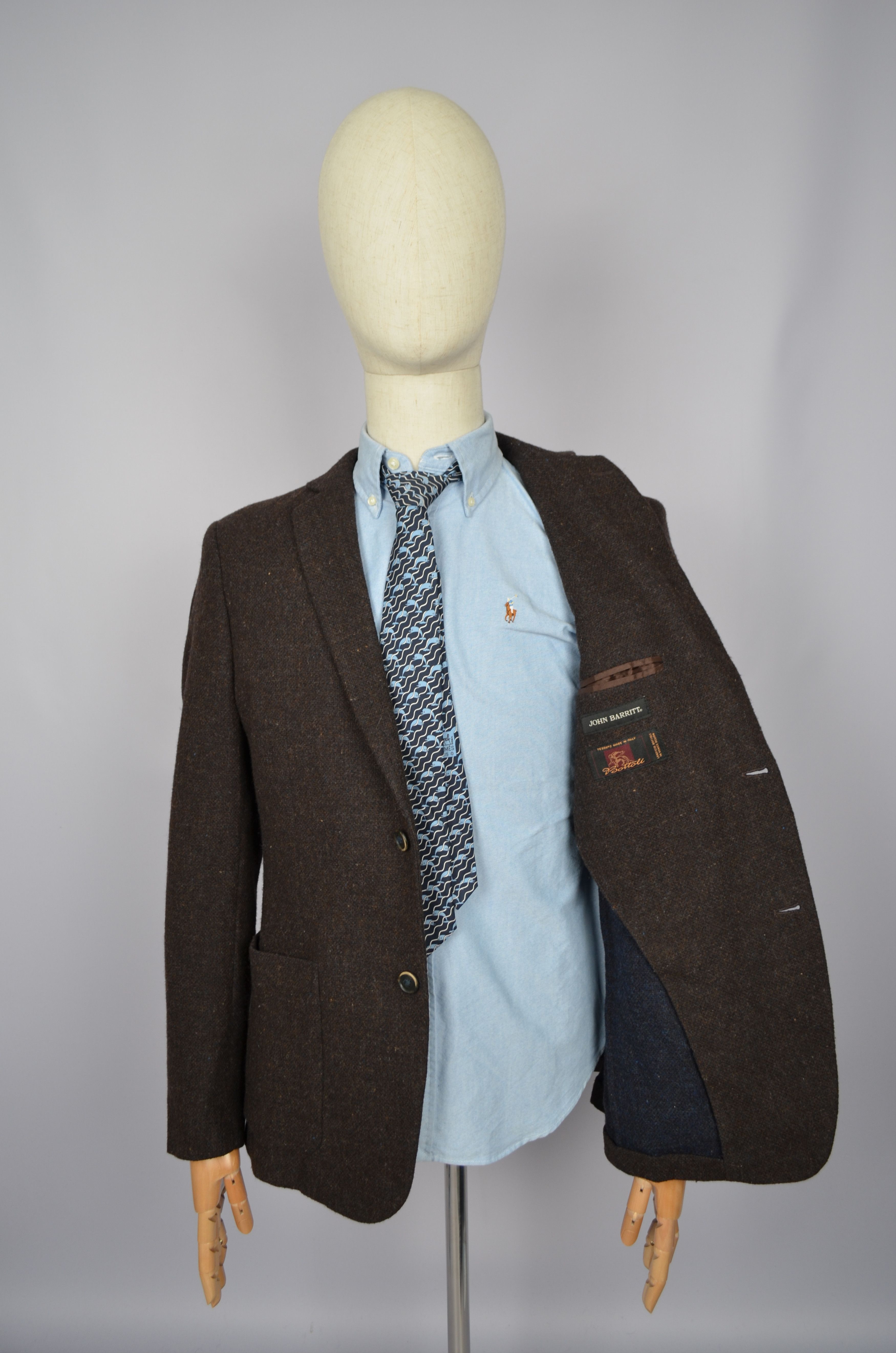 Designer John Barritt Bottoli Knit Wool Brown Unlined Blazer Jacket Size 40R - 11 Thumbnail