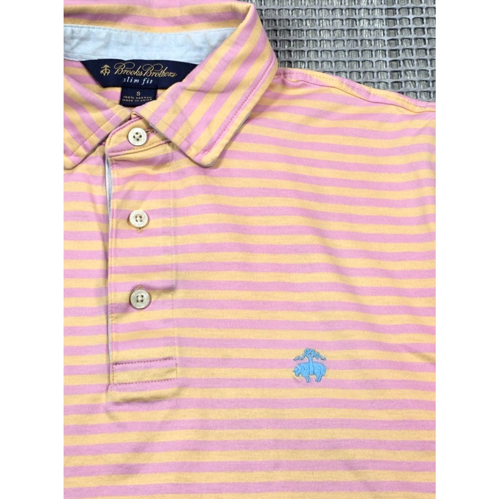 Brooks Brothers Brooks Brothers Polo Short Sleeve Pink Orange Stripe Slim Fit Cotton Men Sz S Size US S / EU 44-46 / 1 - 3 Thumbnail
