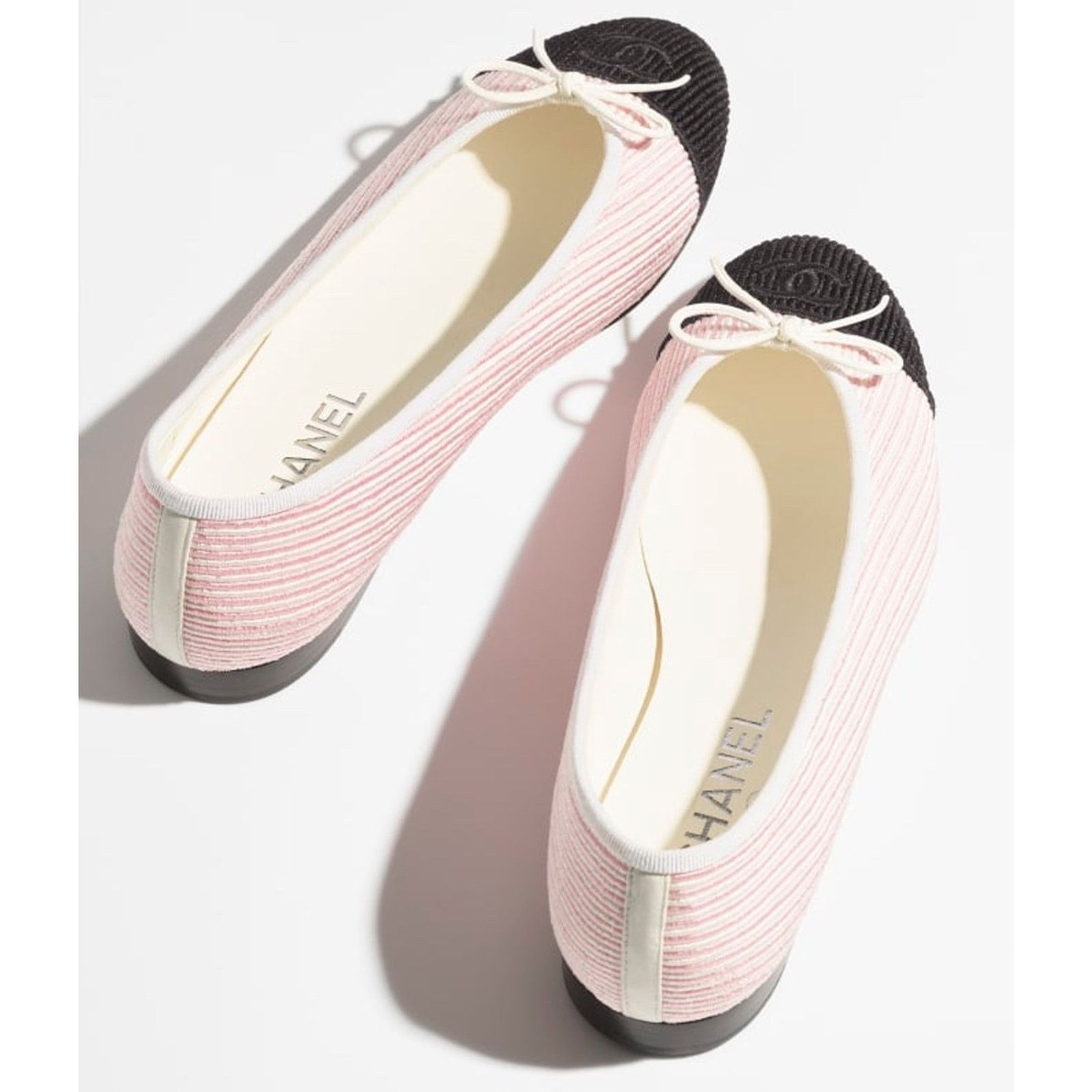 Chanel Chanel 24S Pink White Black Pinstripe Stripe CC Logo Ballet Size US 7 / IT 37 - 12 Thumbnail