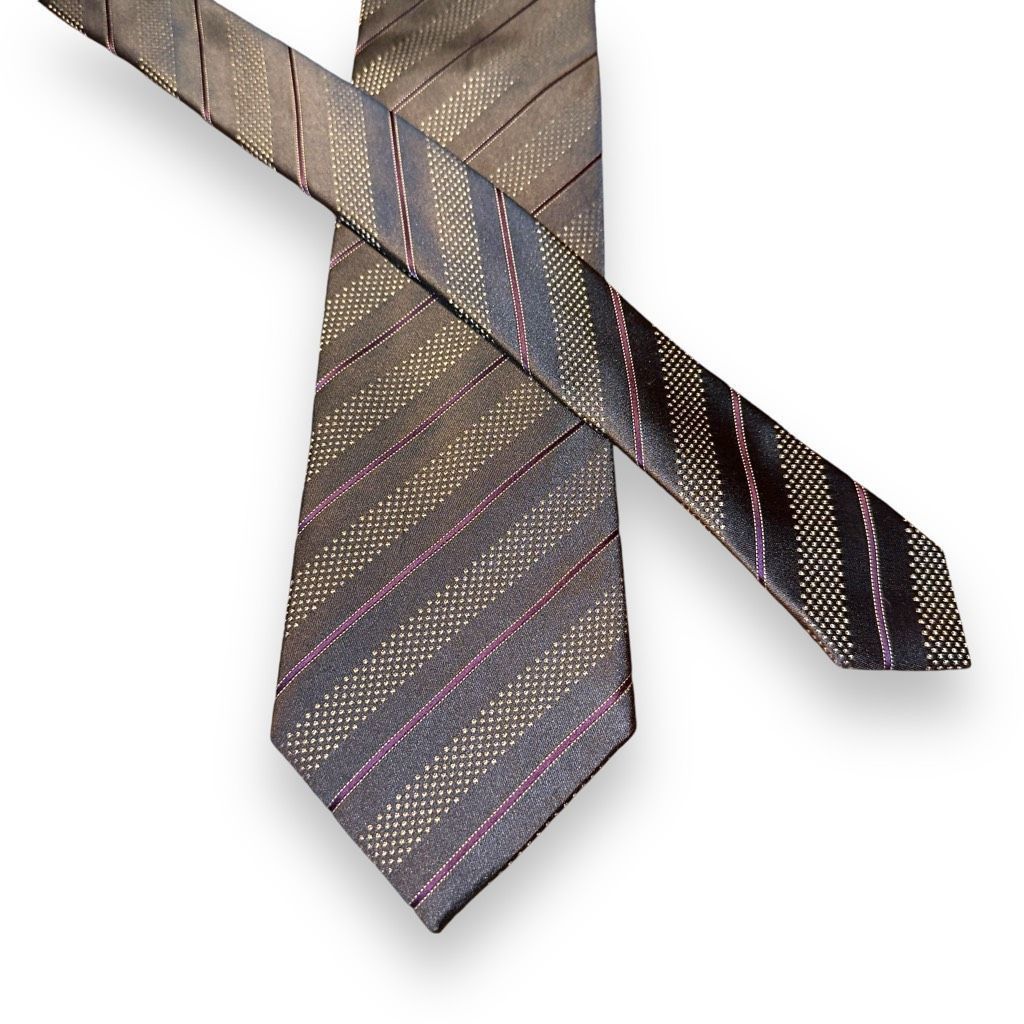 Ermenegildo Zegna Ermenegildo Zegna Gray & Purple Striped Handmade in Italy Ti Size ONE SIZE - 1 Thumbnail