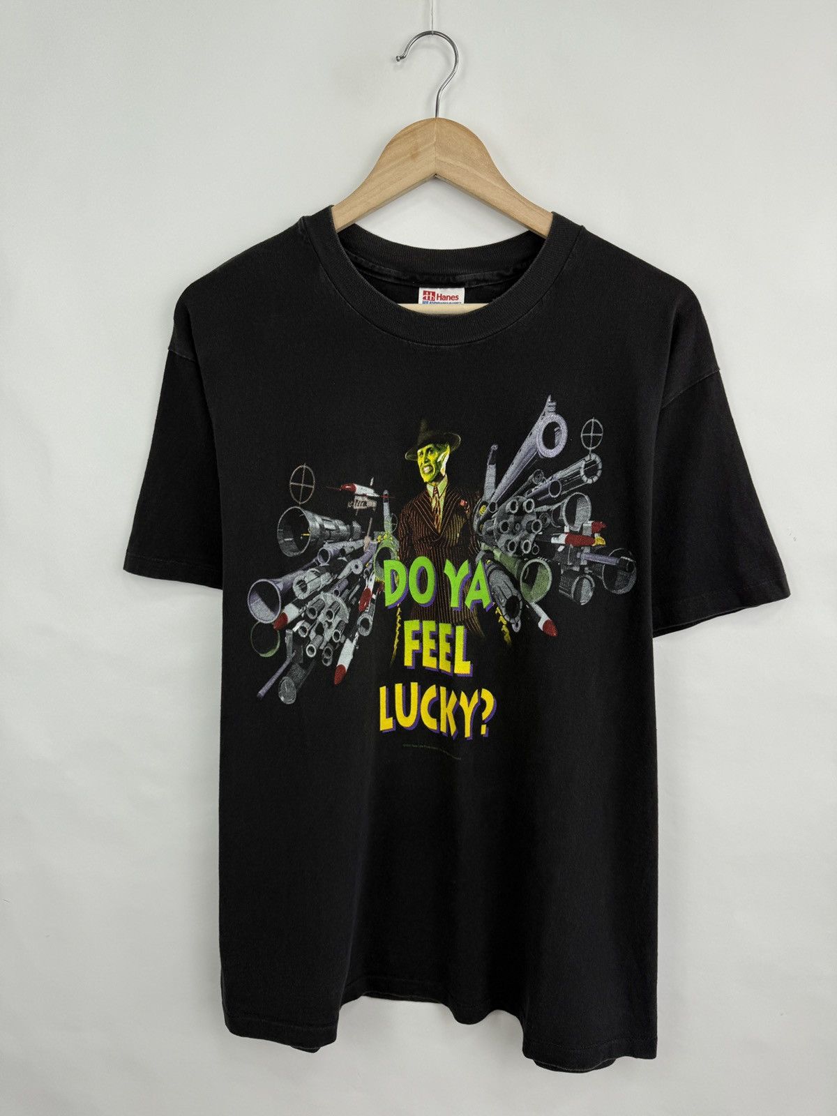 Hanes 🇺🇸 Vintage 1994 The Mask Do Ya Feel Lucky Jim Carrey T-Shirt Size US L / EU 52-54 / 3 - 3 Thumbnail